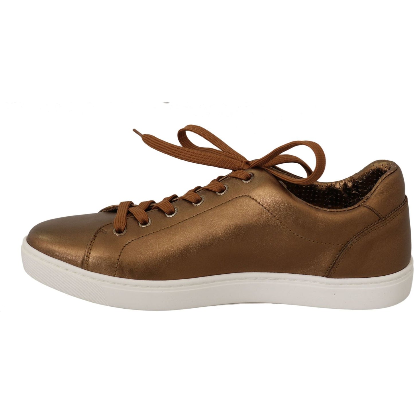 Dolce & Gabbana Golden Metallic Leather Sneakers Dolce & Gabbana Dark Olive Green