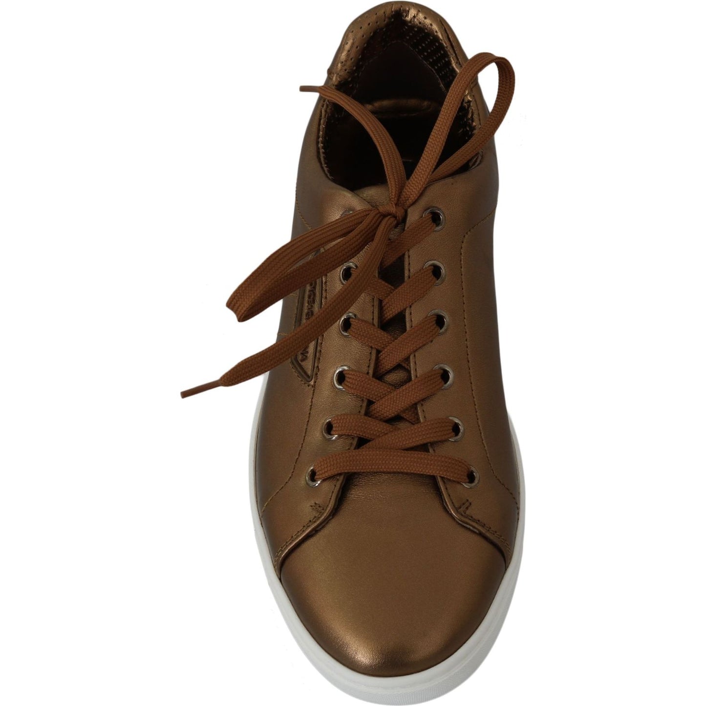 Dolce & Gabbana Golden Metallic Leather Sneakers Dolce & Gabbana Dark Olive Green