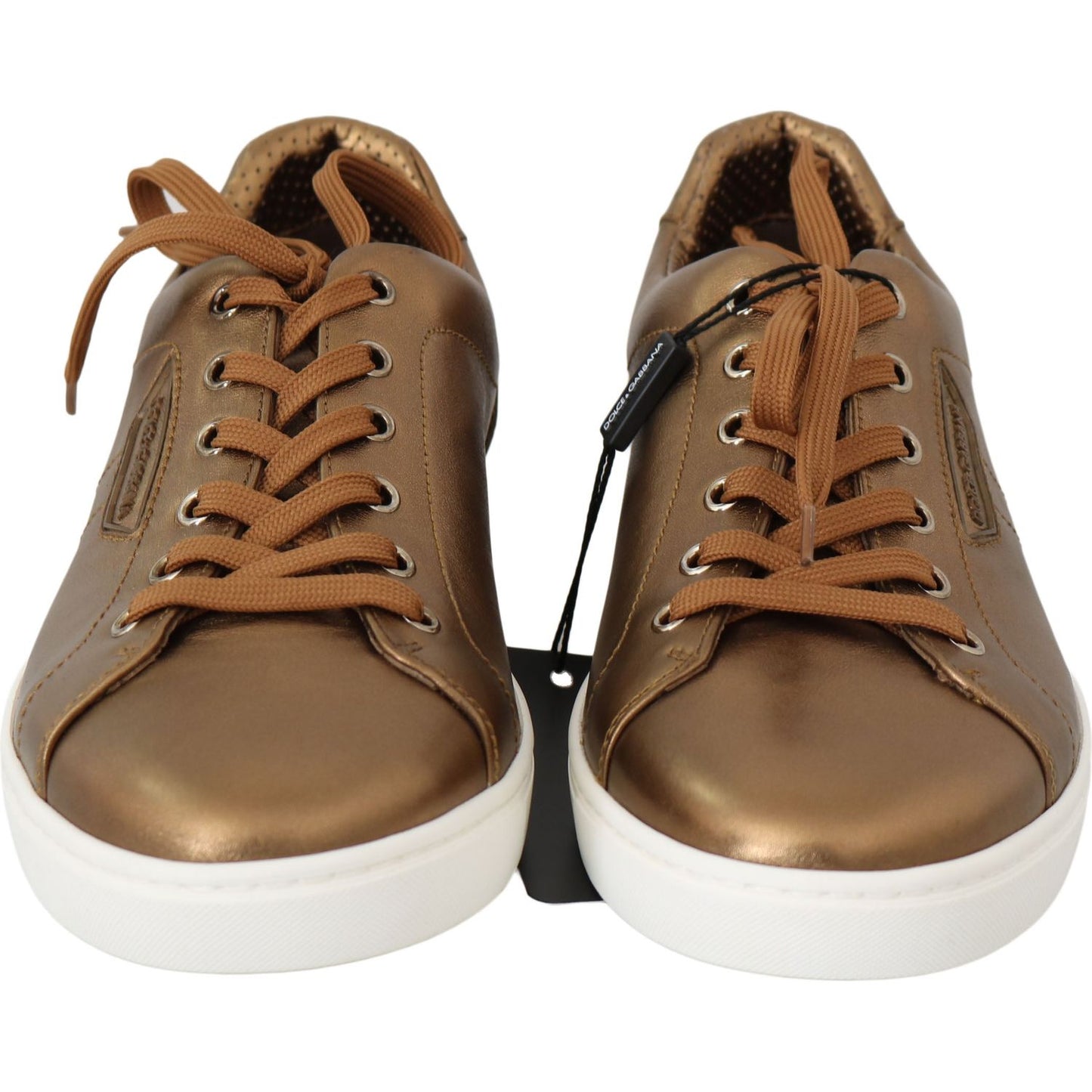 Dolce & Gabbana Golden Metallic Leather Sneakers Dolce & Gabbana Sienna
