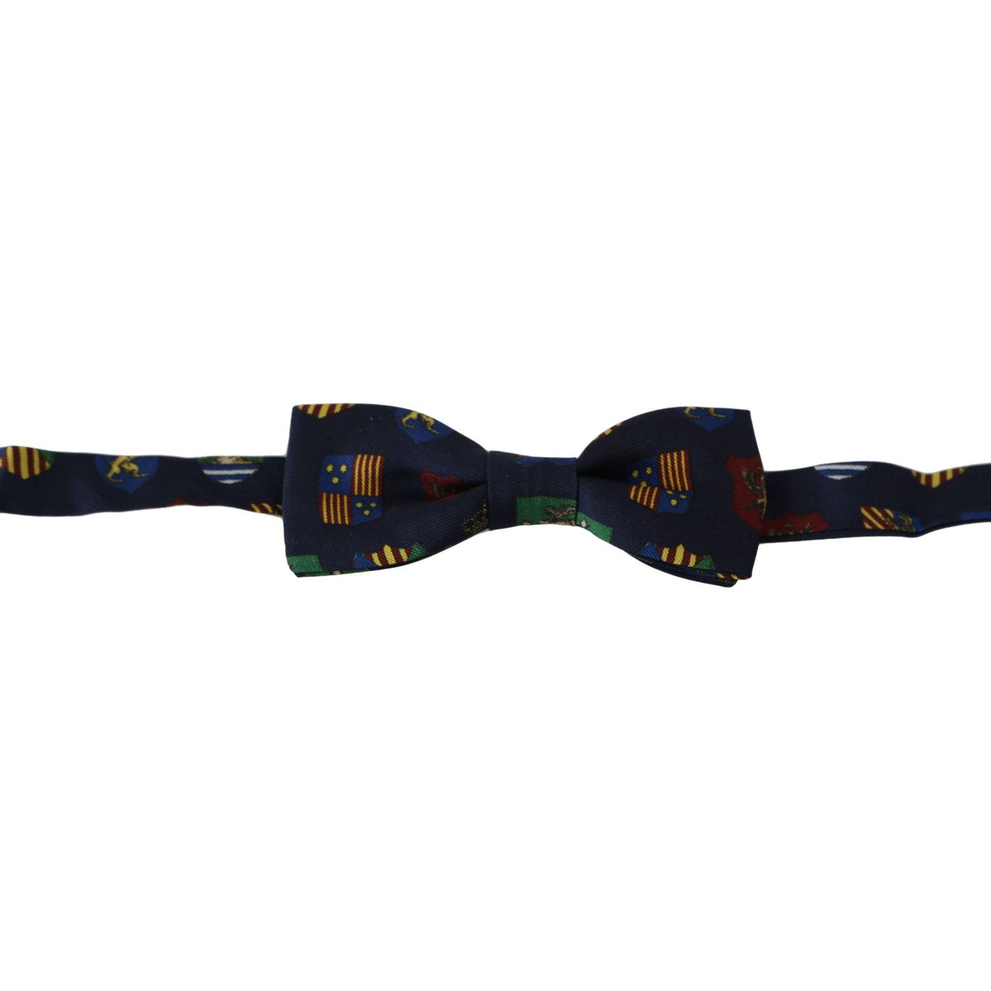 Dolce & Gabbana Exquisite Silk Bow Tie in Blue Flags Print Bow Tie Dolce & Gabbana Black