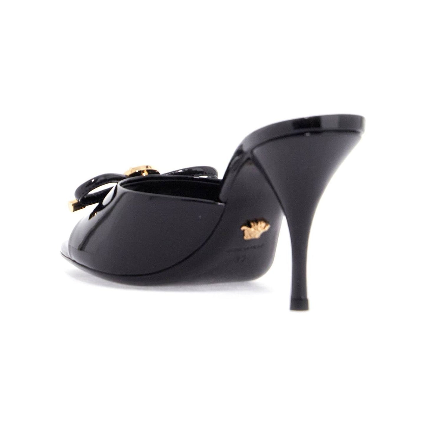 Versace 'opera bow patent leather mules
