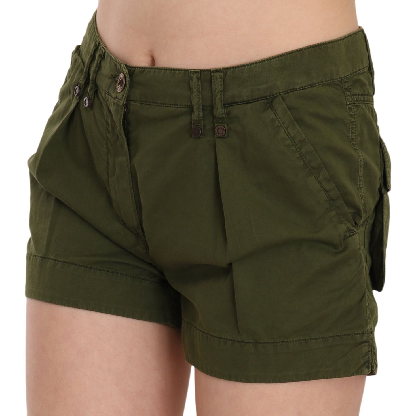PLEIN SUD Emerald Mid Waist Cotton Shorts PLEIN SUD Dark Slate Gray