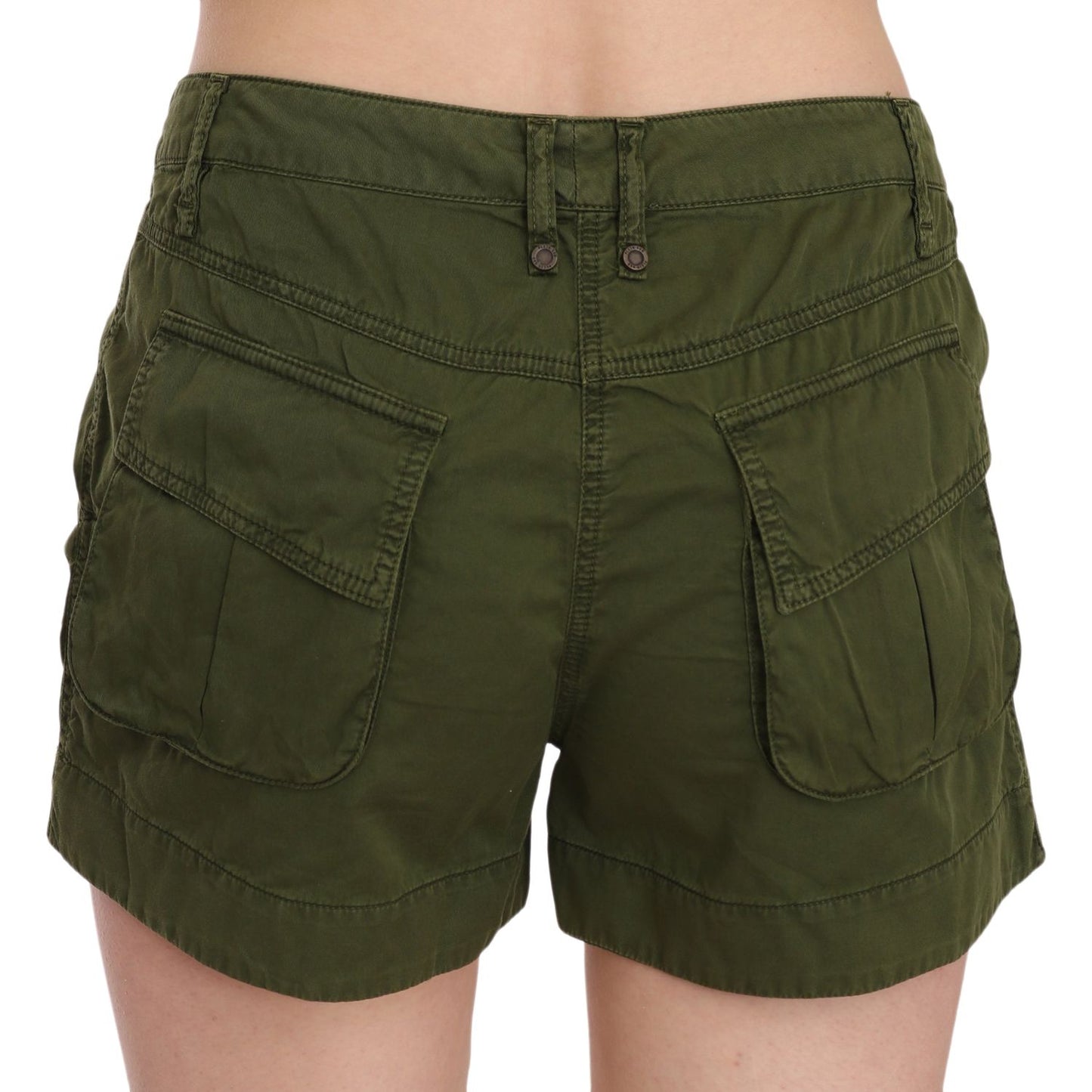 PLEIN SUD Emerald Mid Waist Cotton Shorts PLEIN SUD Dark Slate Gray