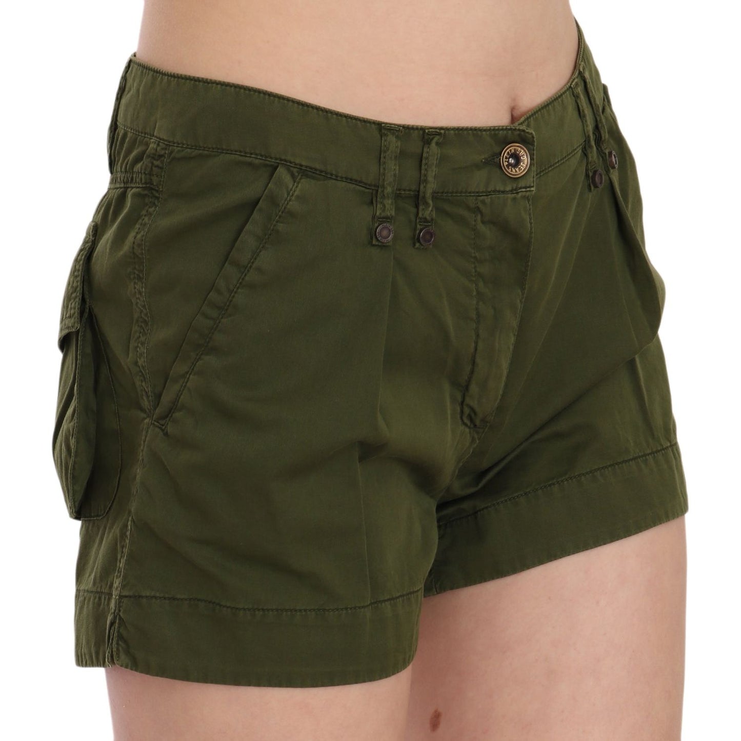 PLEIN SUD Emerald Mid Waist Cotton Shorts PLEIN SUD Dark Slate Gray