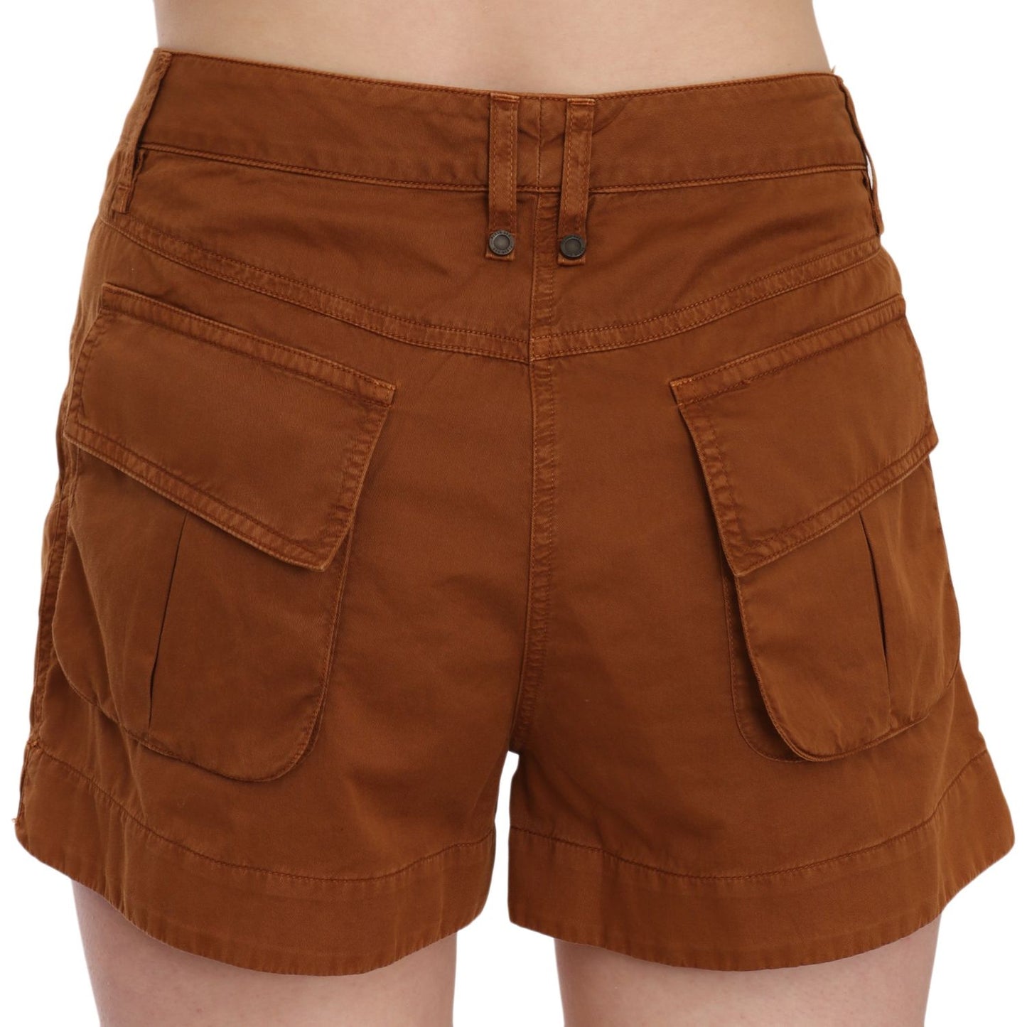PLEIN SUD Chic Brown Mid Waist Mini Shorts PLEIN SUD Saddle Brown