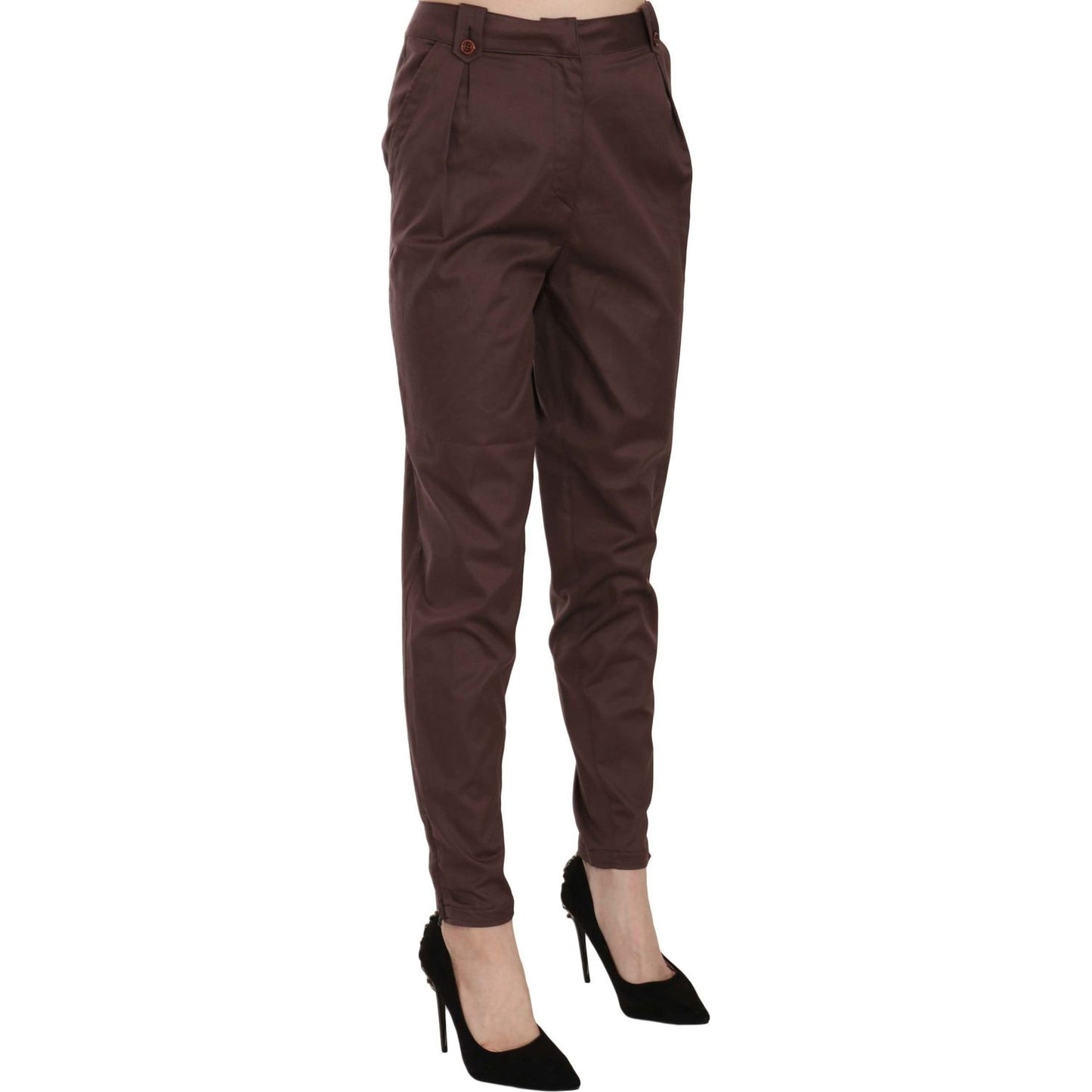 Just Cavalli High Waist Tapered Chic Formal Pants Just Cavalli Dark Slate Gray