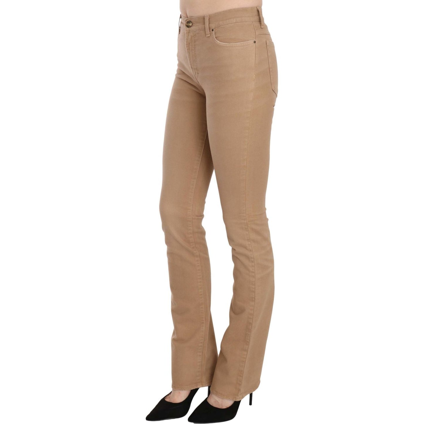 Just Cavalli Chic Brown Mid Waist Skinny Trousers Just Cavalli Rosy Brown