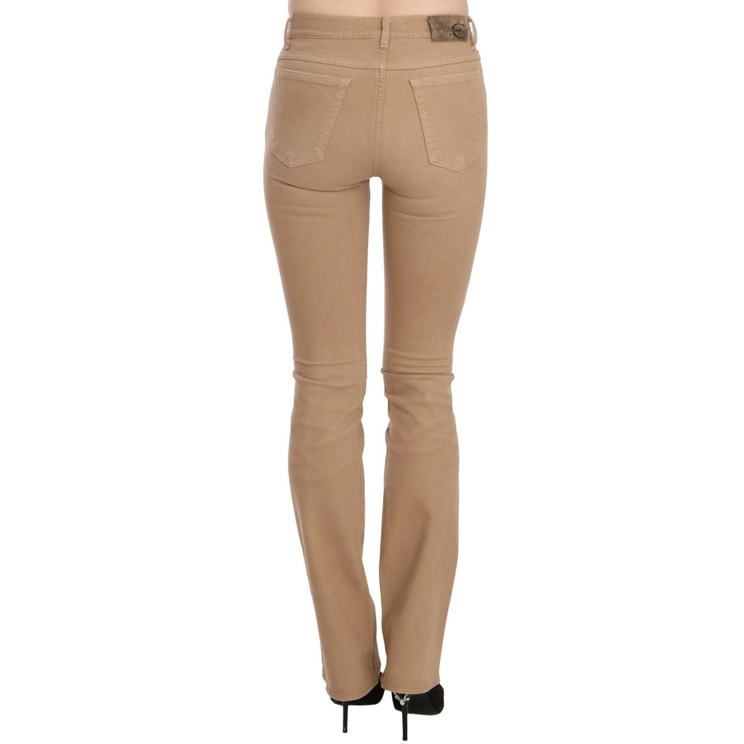 Just Cavalli Chic Brown Mid Waist Skinny Trousers Just Cavalli Rosy Brown