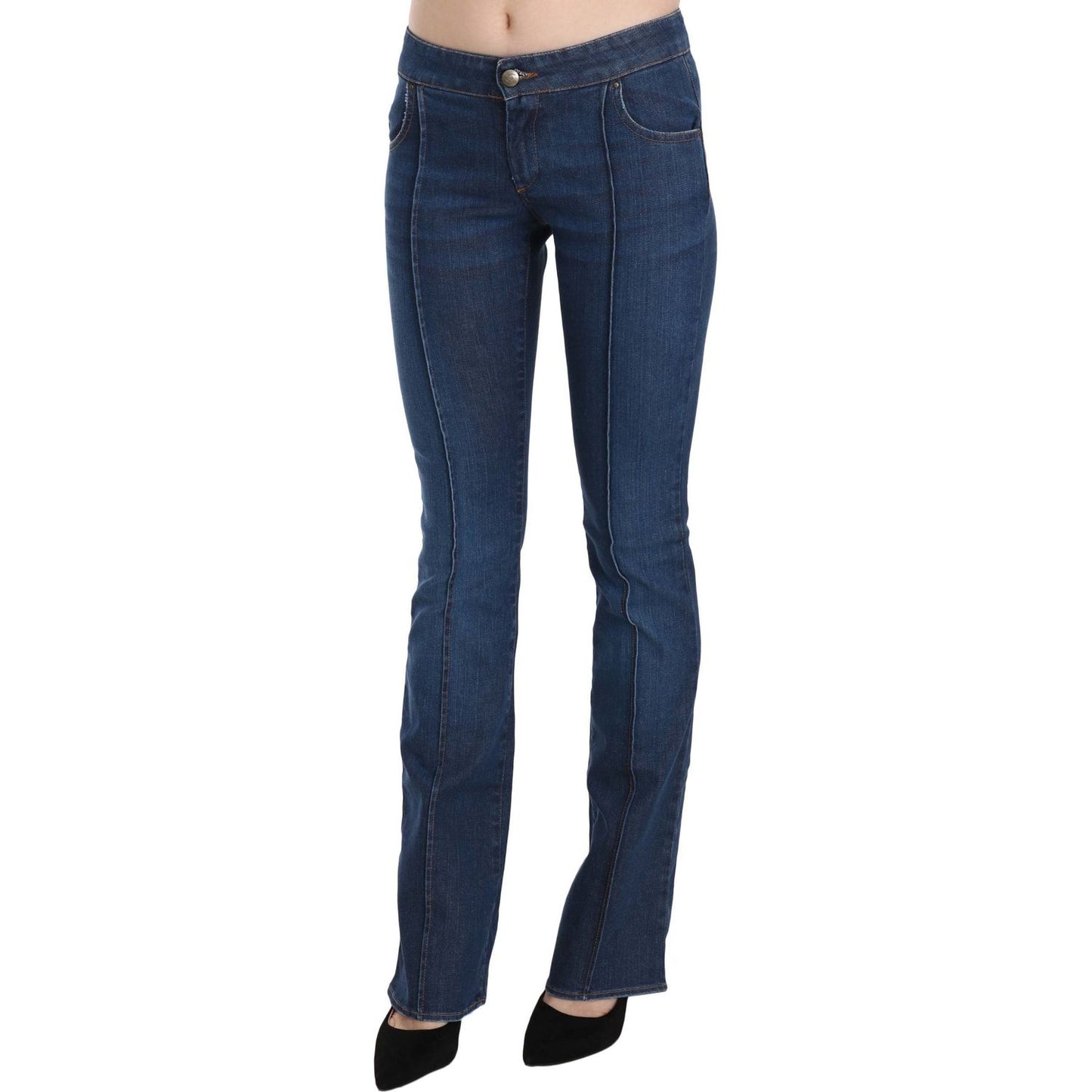 Just Cavalli Chic Blue Washed Boot Cut Denim Pants Just Cavalli Dark Slate Gray