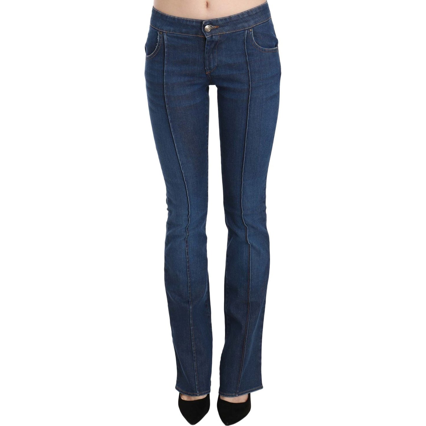 Just Cavalli Chic Blue Washed Boot Cut Denim Pants Just Cavalli Dark Slate Gray