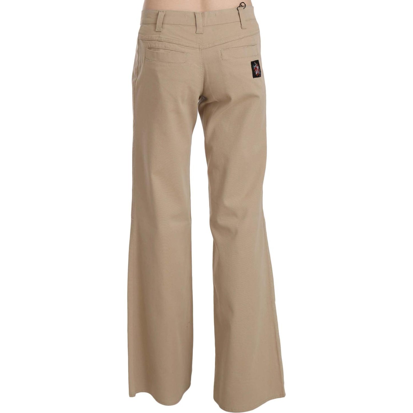 Just Cavalli Beige Mid Waist Flared Luxury Trousers Jeans & Pants Just Cavalli Rosy Brown