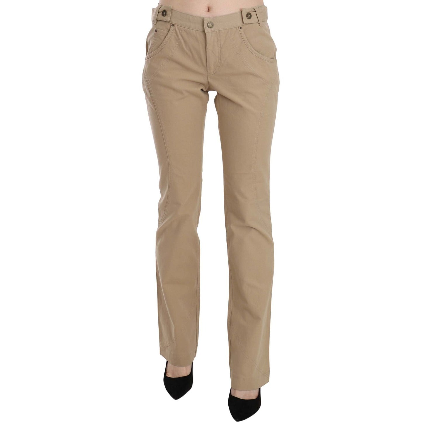 Just Cavalli Beige Mid Waist Straight Leg Pants Jeans & Pants Just Cavalli Rosy Brown