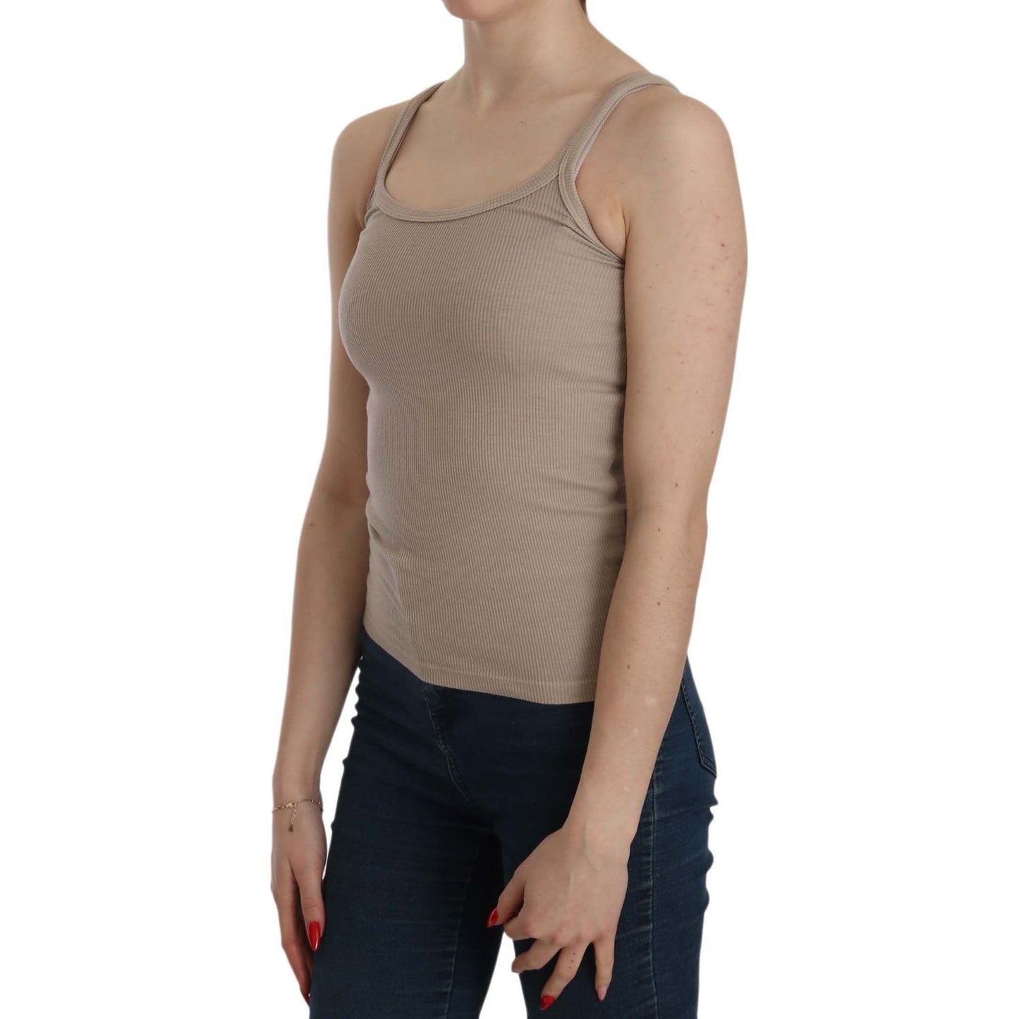 PINK MEMORIES Elegant Spaghetti Strap Cotton Blouse PINK MEMORIES Rosy Brown