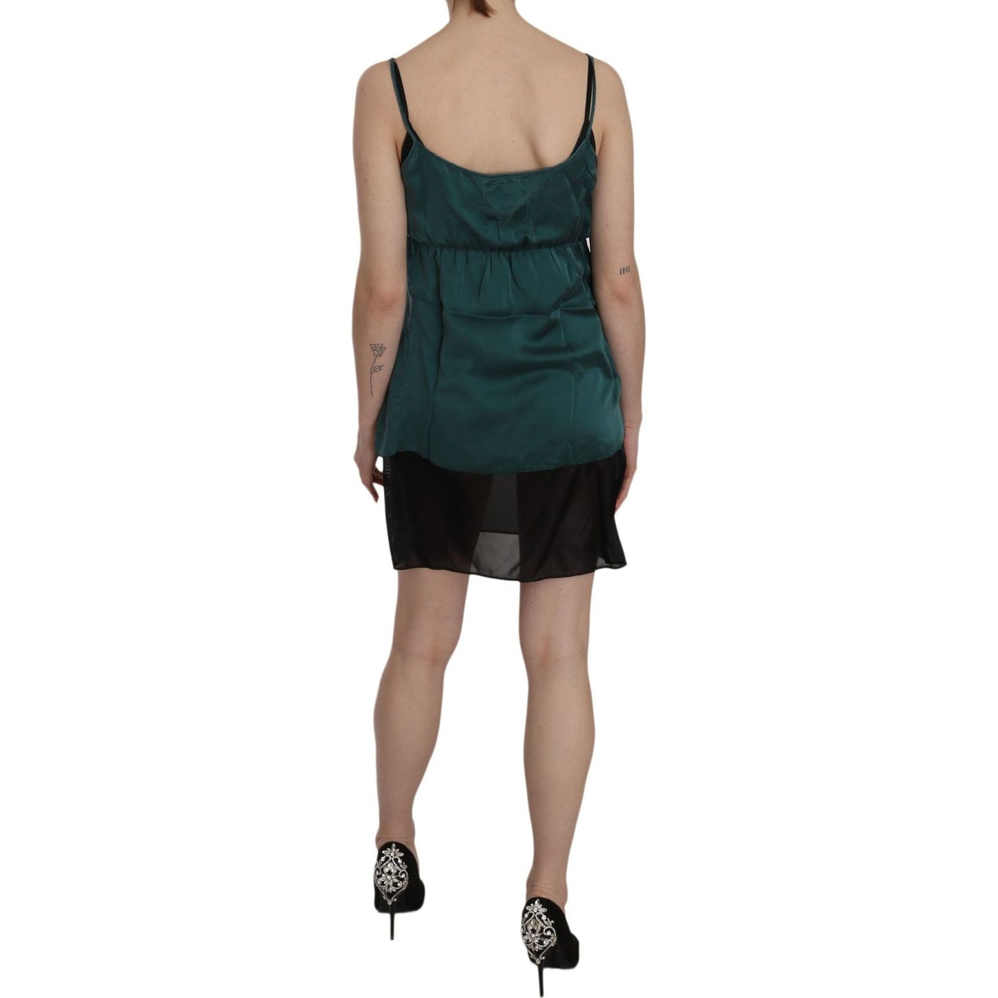 PINK MEMORIES Elegant Spaghetti Strap Silk Mini Dress PINK MEMORIES Dark Slate Gray