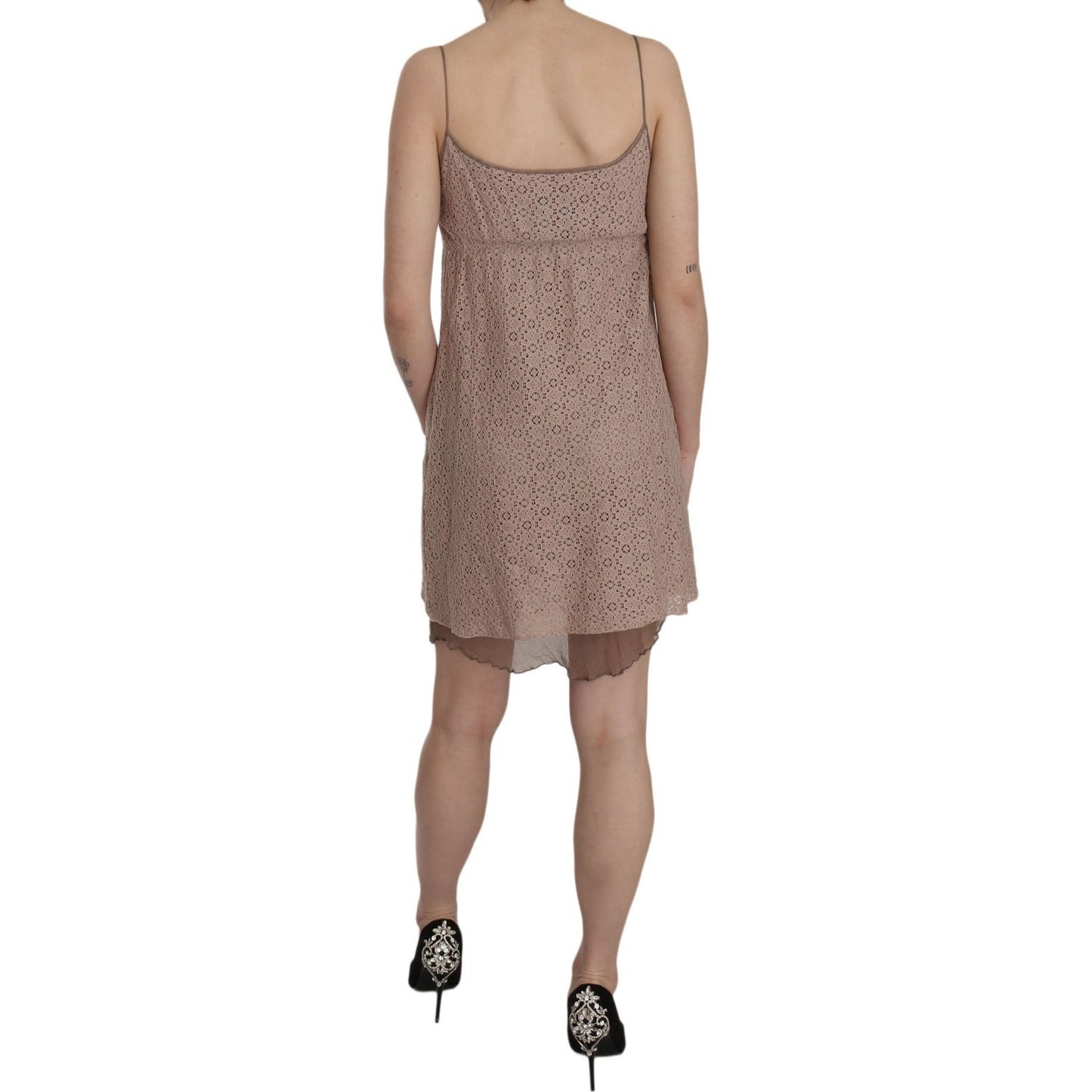 PINK MEMORIES Beige A-Line Spaghetti Strap Mini Dress Dresses PINK MEMORIES Rosy Brown