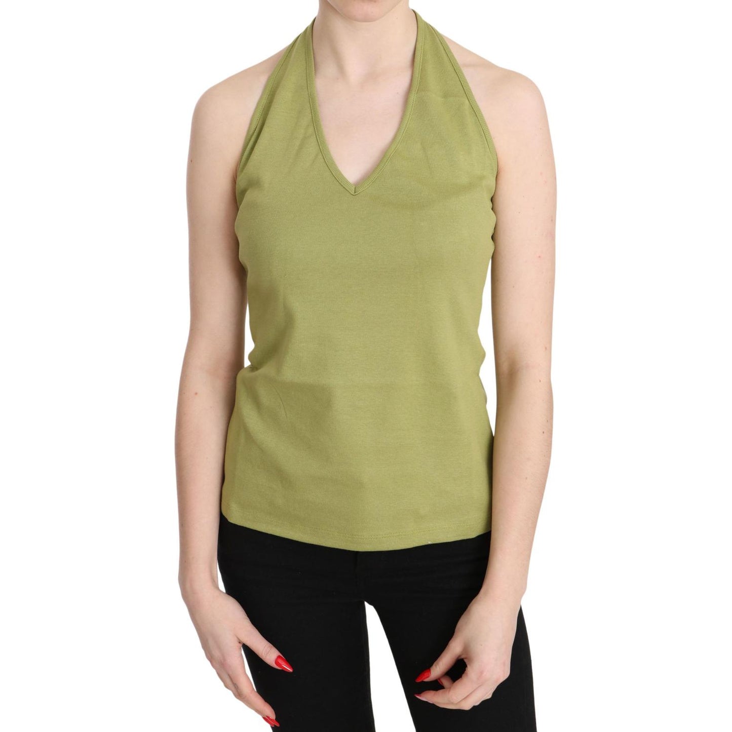 GF Ferre Chic Halter Sleeveless Casual Tank Top GF Ferre Dark Khaki