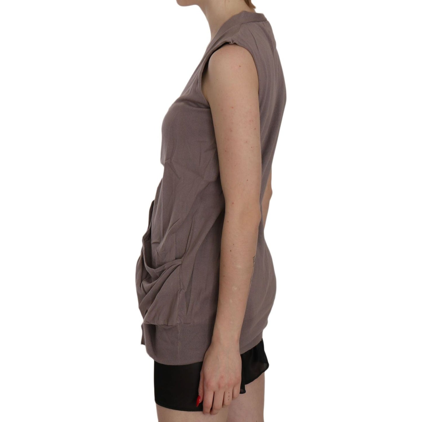 PINK MEMORIES Chic Sleeveless Cotton Cardigan Top PINK MEMORIES Dim Gray