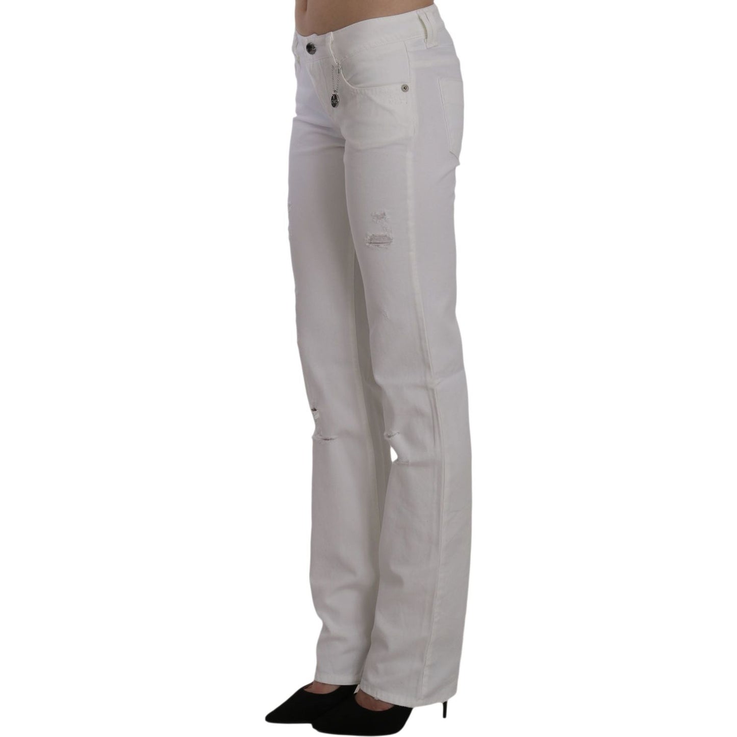 Costume National Chic White Slim Fit Cotton Jeans Costume National Dark Gray