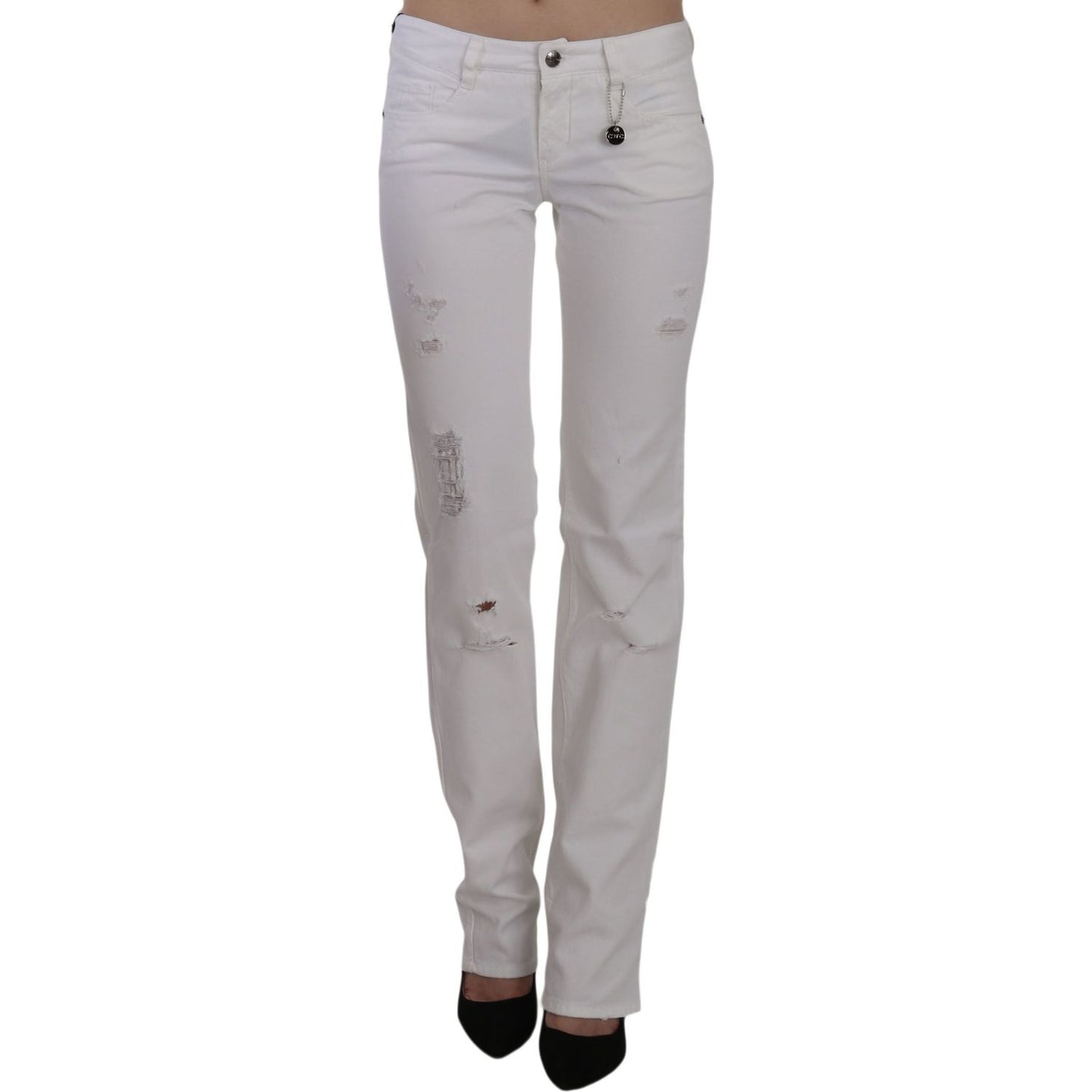 Costume National Chic White Slim Fit Cotton Jeans Costume National Dark Gray
