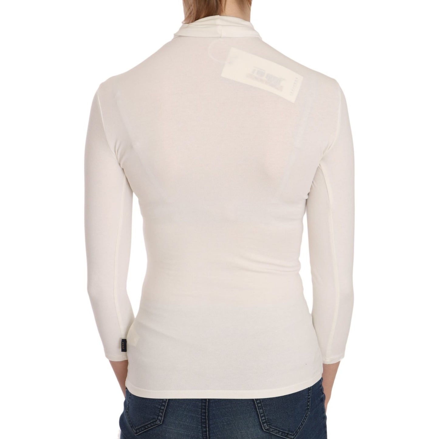 Exte Elegant White Long Sleeve Crew Neck Top Exte Light Gray