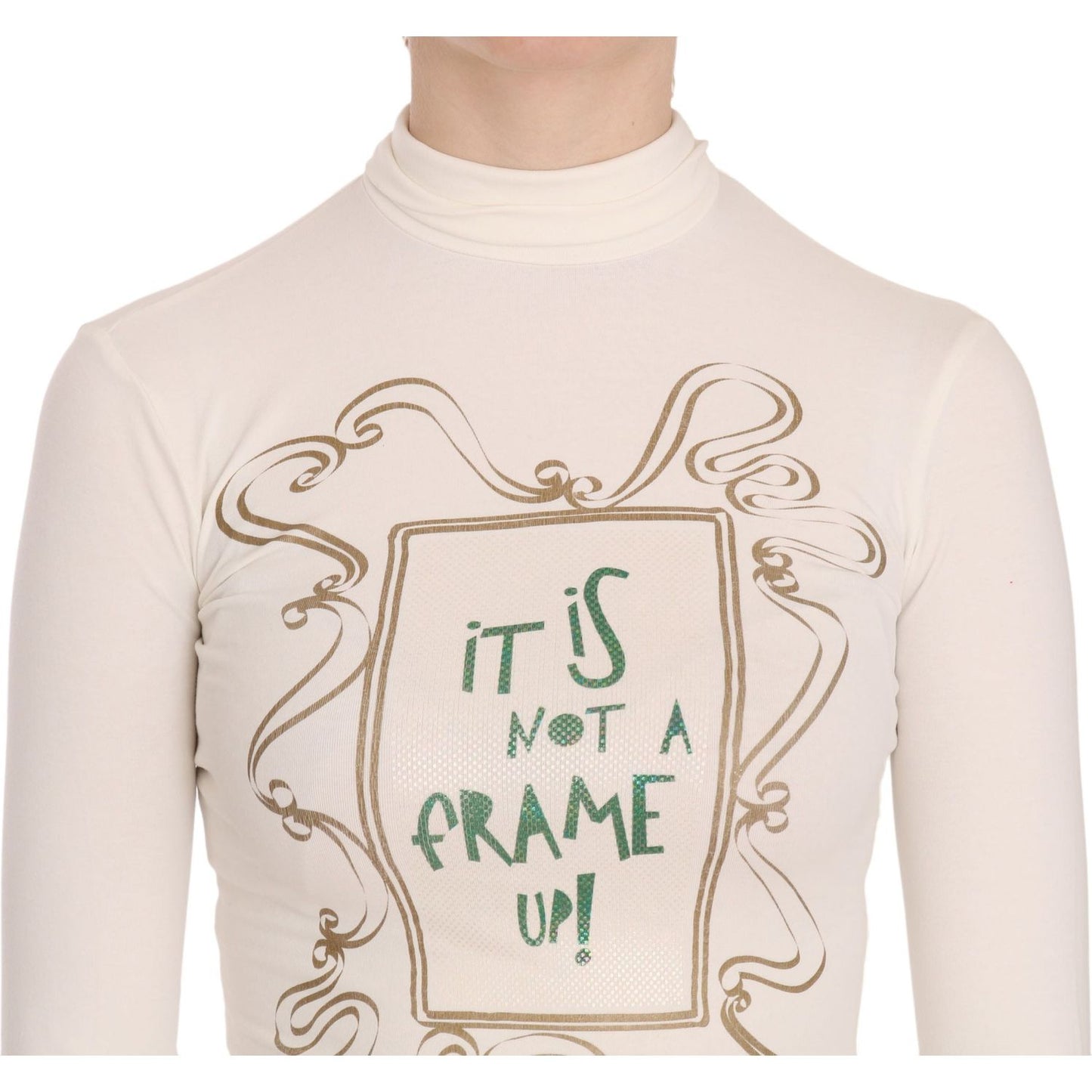 Exte Elegant White Long Sleeve Crew Neck Top Exte Light Gray