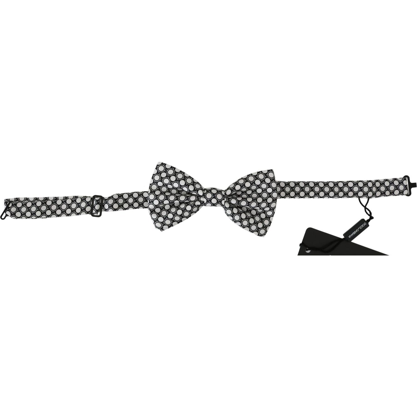 Dolce & Gabbana Elegant Black White Circle Silk Bow Tie Bow Tie Dolce & Gabbana Gray