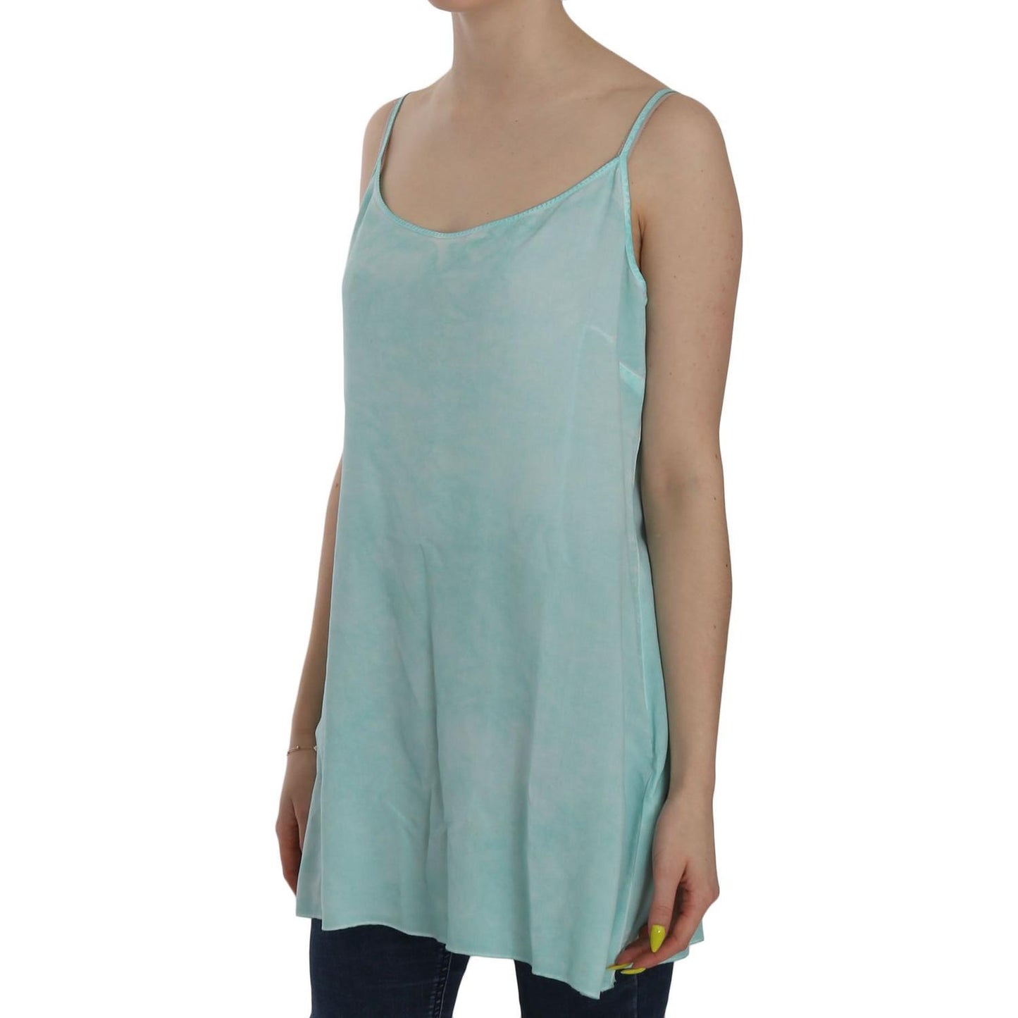 Ermanno Scervino Elegant Spaghetti Strap Sleeveless Blue Top Ermanno Scervino Light Slate Gray