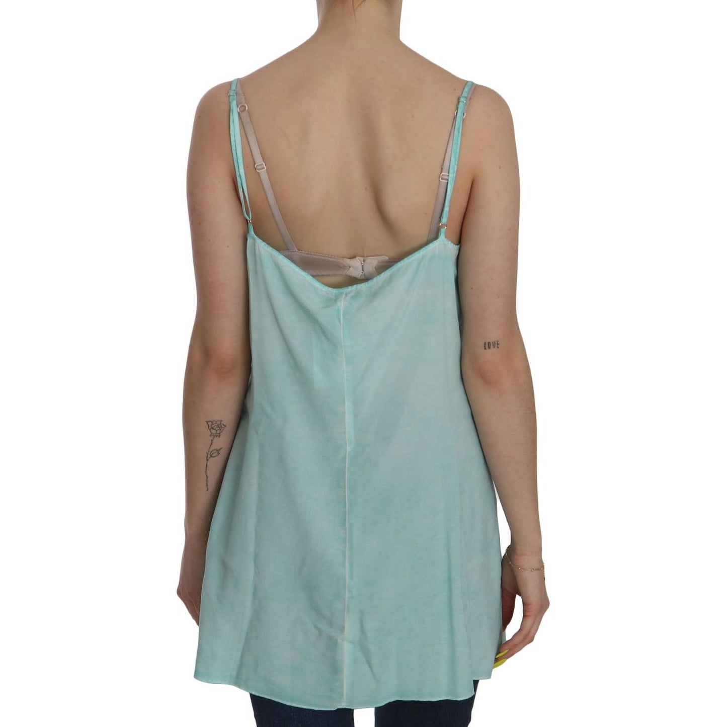 Ermanno Scervino Elegant Spaghetti Strap Sleeveless Blue Top Ermanno Scervino Light Slate Gray