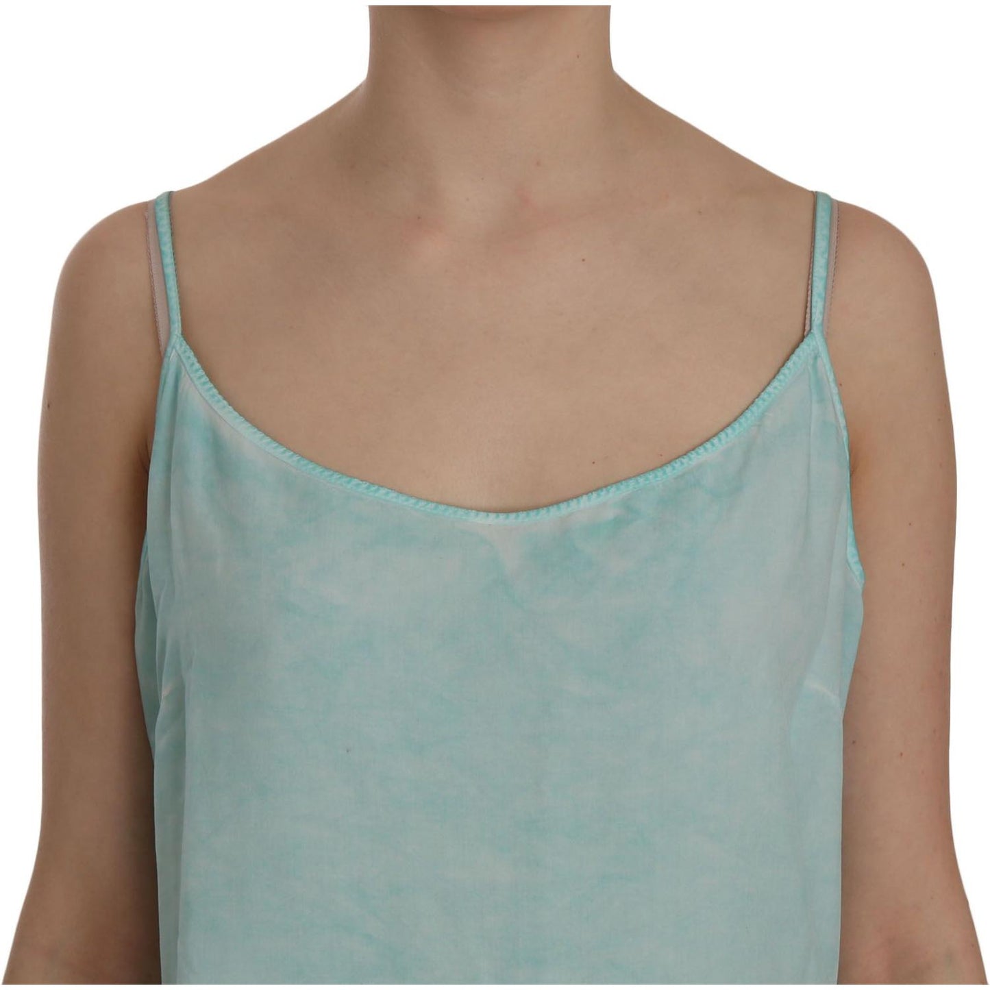 Ermanno Scervino Elegant Spaghetti Strap Sleeveless Blue Top Ermanno Scervino Rosy Brown