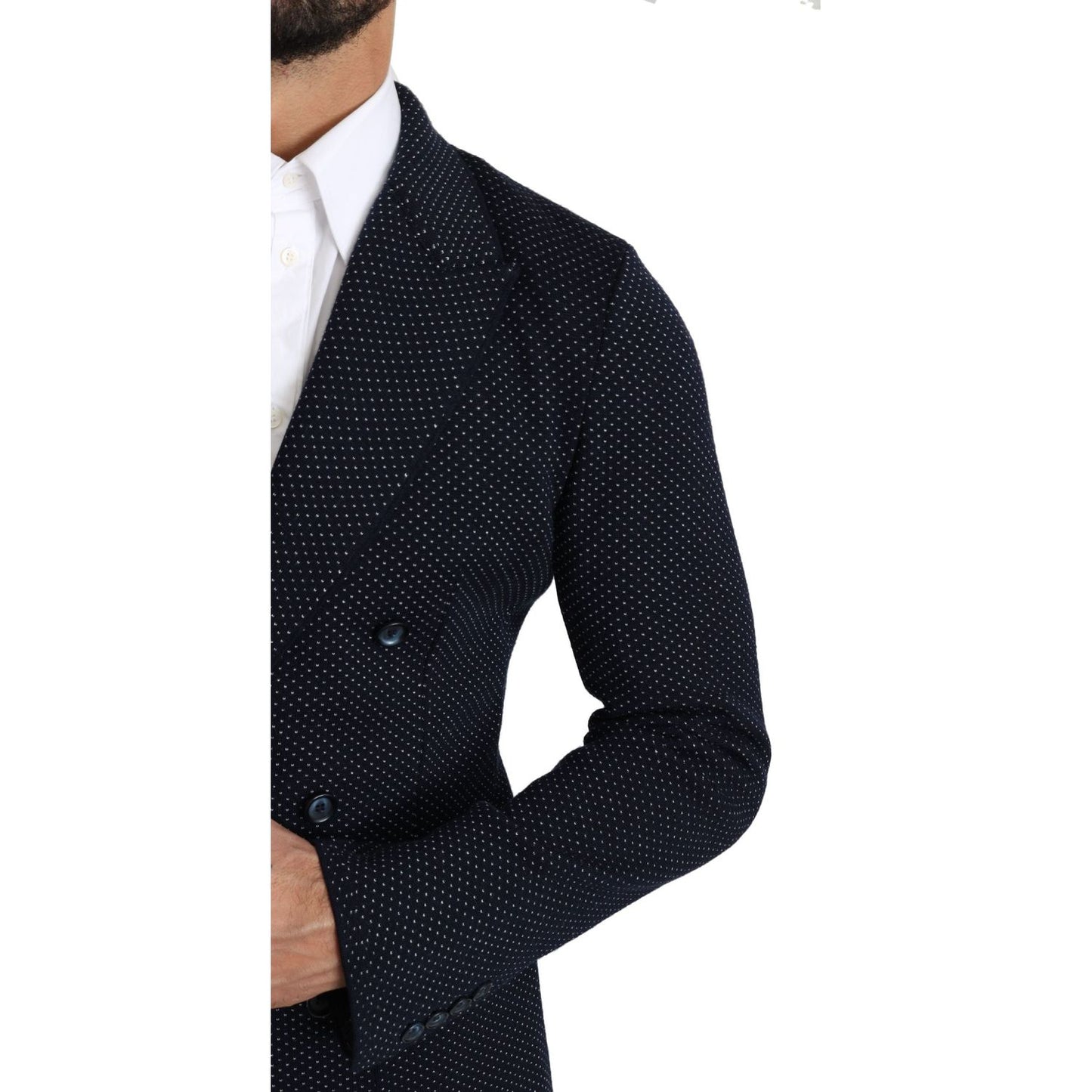 Dolce & Gabbana Elegant Dark Blue Dotted Slim-Fit Blazer Dolce & Gabbana Black