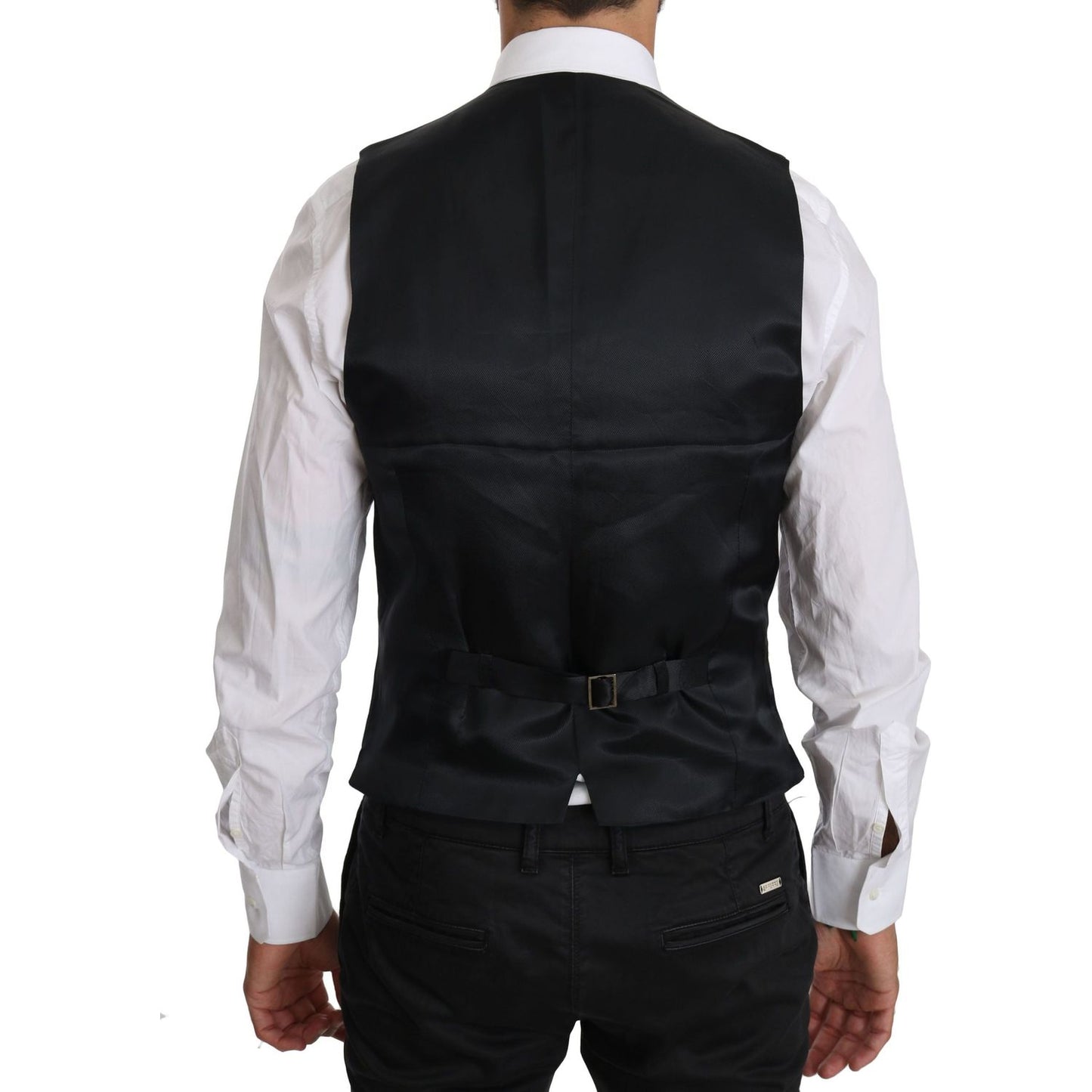 Dolce & Gabbana Elegant Blue Formal Wool-Blend Dress Vest Dolce & Gabbana Gray