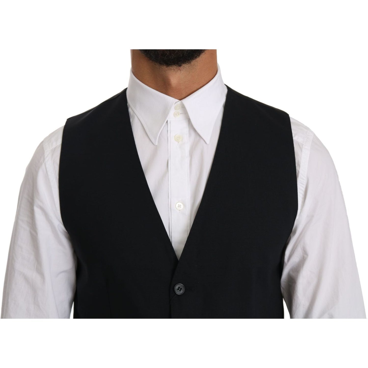 Dolce & Gabbana Elegant Blue Formal Wool-Blend Dress Vest Dolce & Gabbana Light Gray