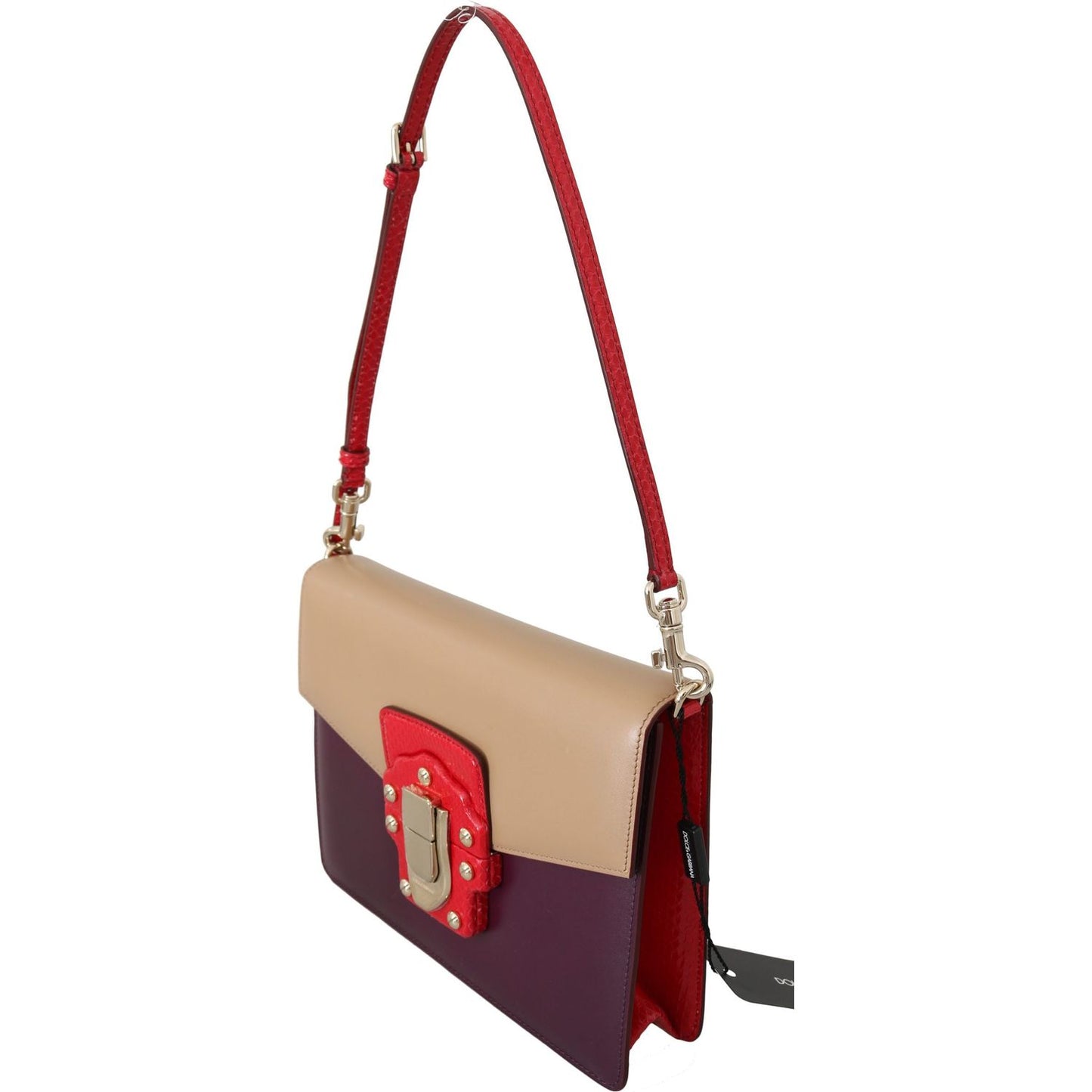 Dolce & Gabbana Exquisite LUCIA Leather Shoulder Bag Purse Dolce & Gabbana Rosy Brown
