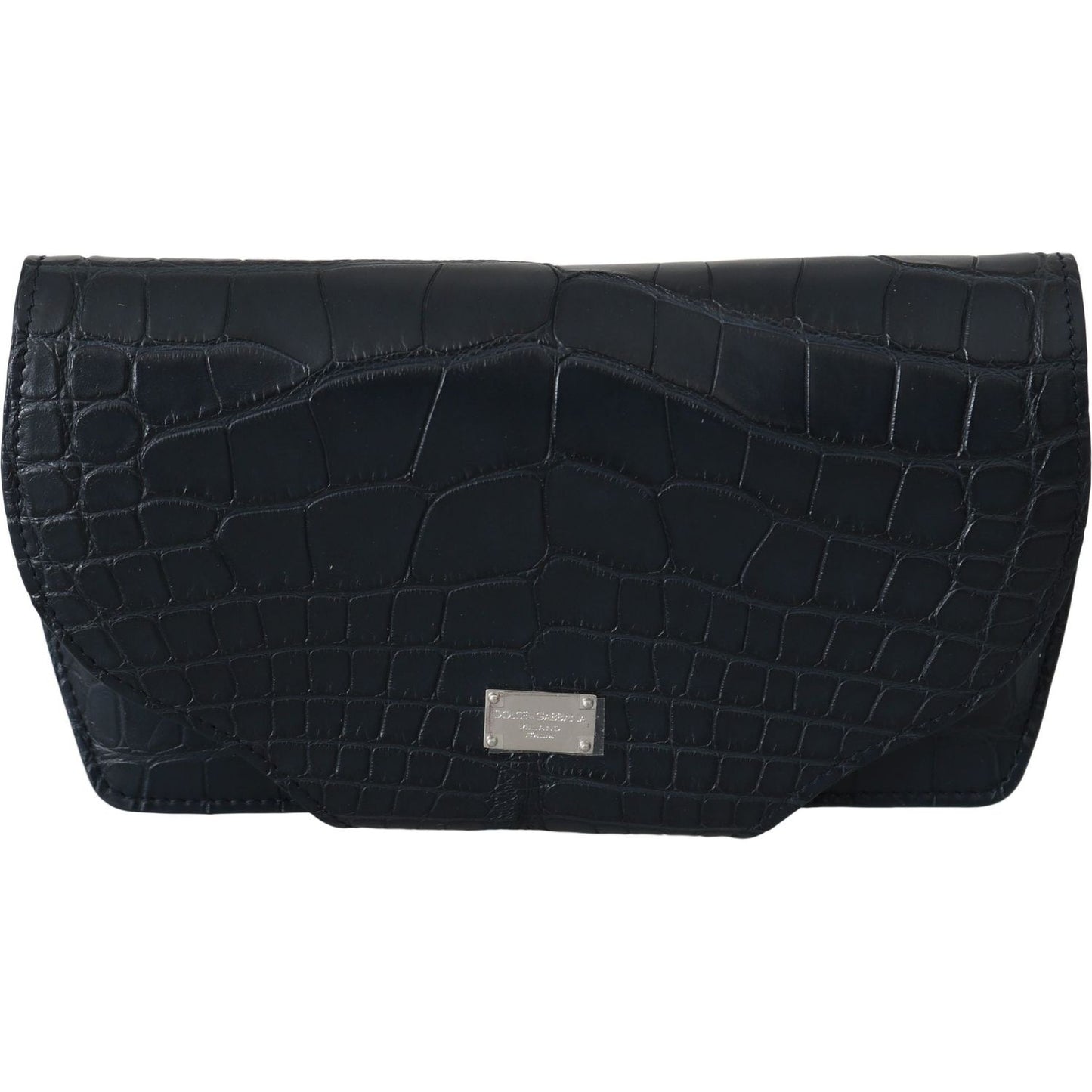 Dolce & Gabbana Elegant Blue Crocodile Leather Eyewear Pouch leather accessories Dolce & Gabbana Dark Slate Gray