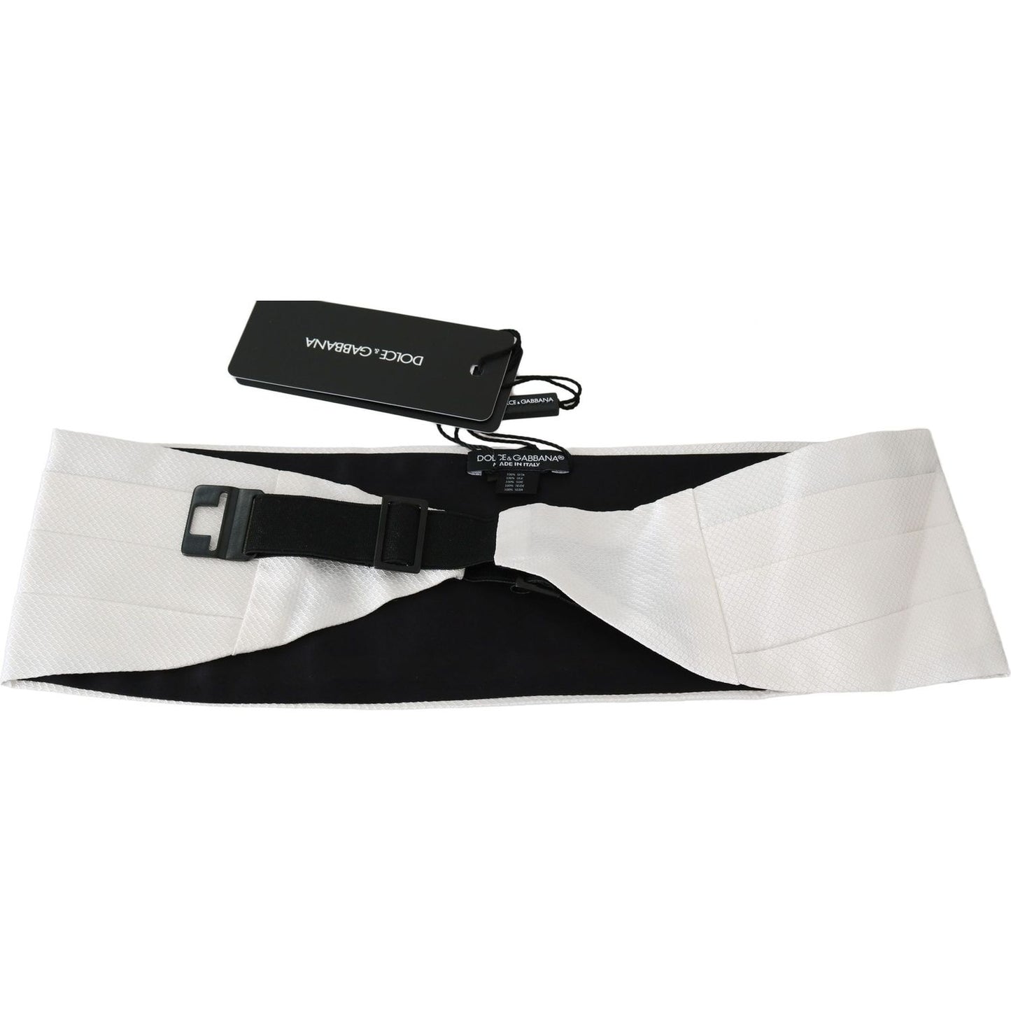 Dolce & Gabbana Elegant White Silk Cummerbund Dolce & Gabbana Light Gray