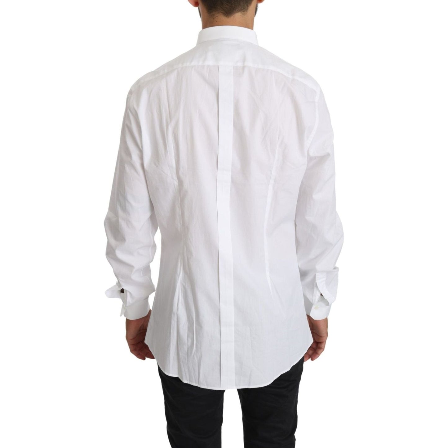 Dolce & Gabbana Elegant White Cotton Gold Fit Shirt MAN TOPS AND SHIRTS Dolce & Gabbana Light Gray