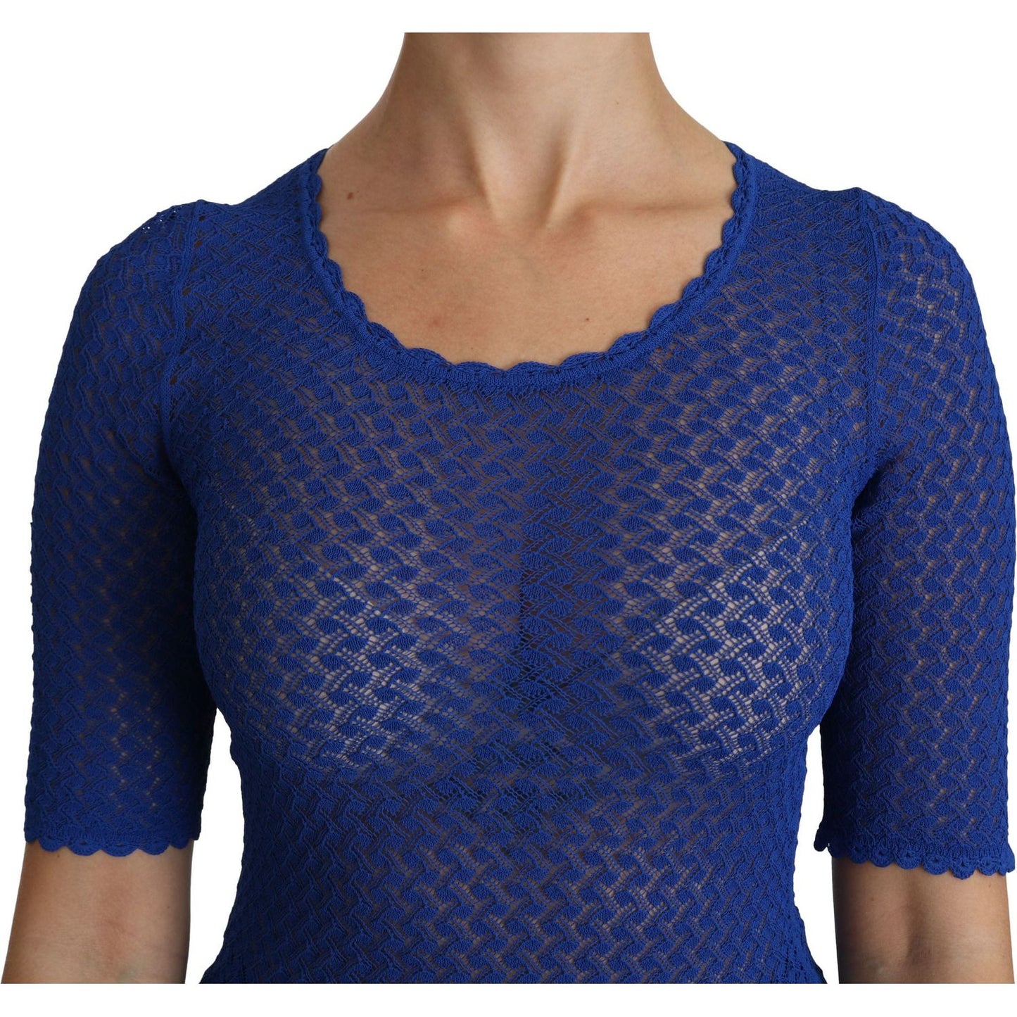Dolce & Gabbana Elegant Blue Sheer Blouse Dolce & Gabbana Dark Slate Gray