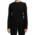 Dolce & Gabbana Elegant Silk-Blend Black Lace Blouse Dolce & Gabbana Black