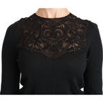 Dolce & Gabbana Elegant Silk-Blend Black Lace Blouse Dolce & Gabbana Black
