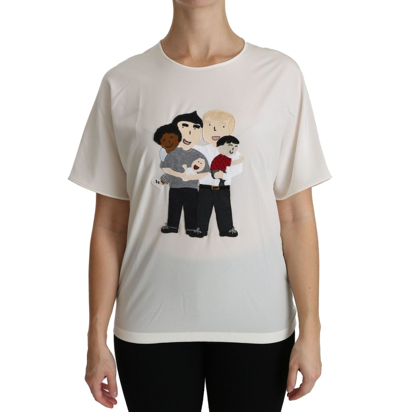Dolce & Gabbana Elegant Silk Blend Round Neck Top Dolce & Gabbana Gray