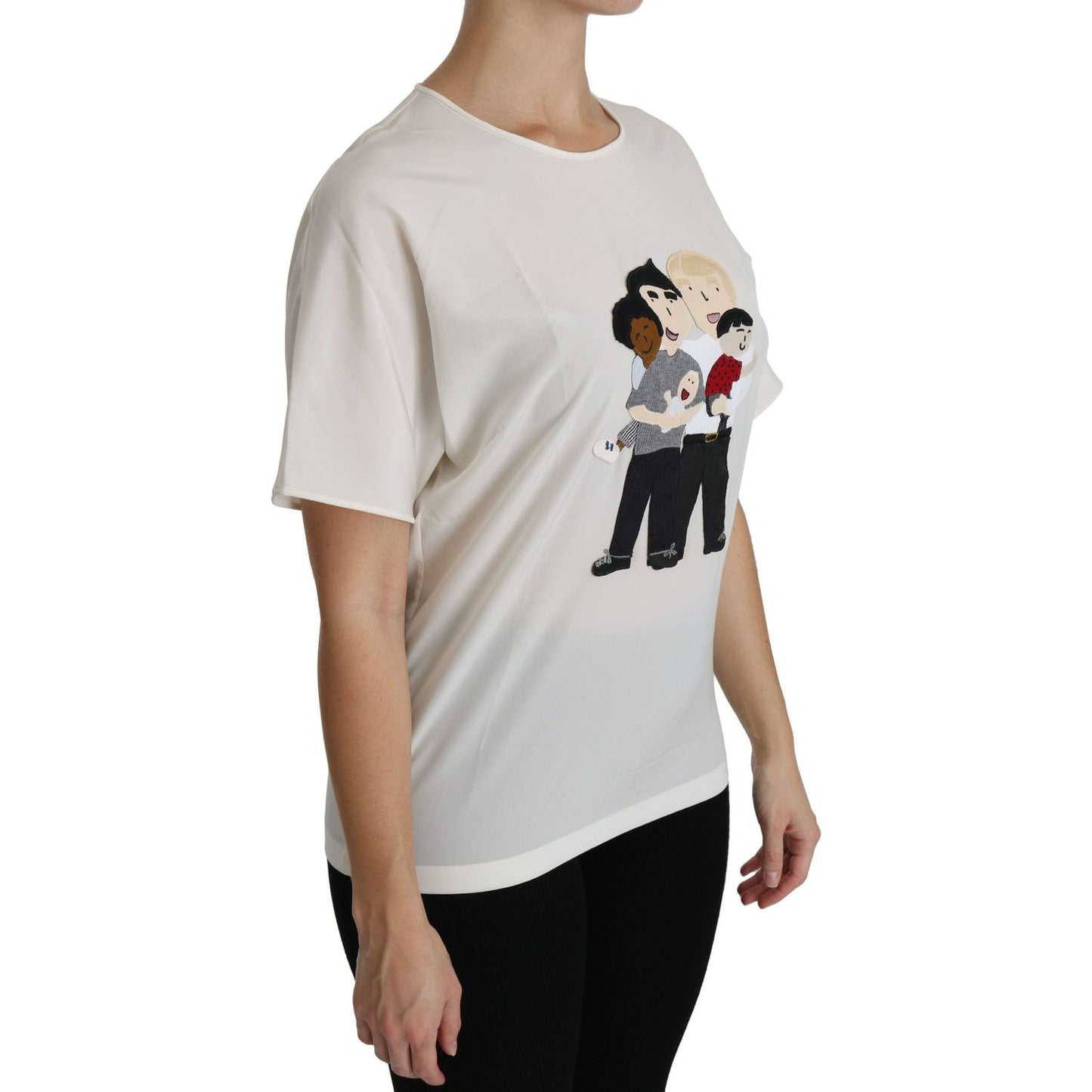 Dolce & Gabbana Elegant Silk Blend Round Neck Top Dolce & Gabbana Gray