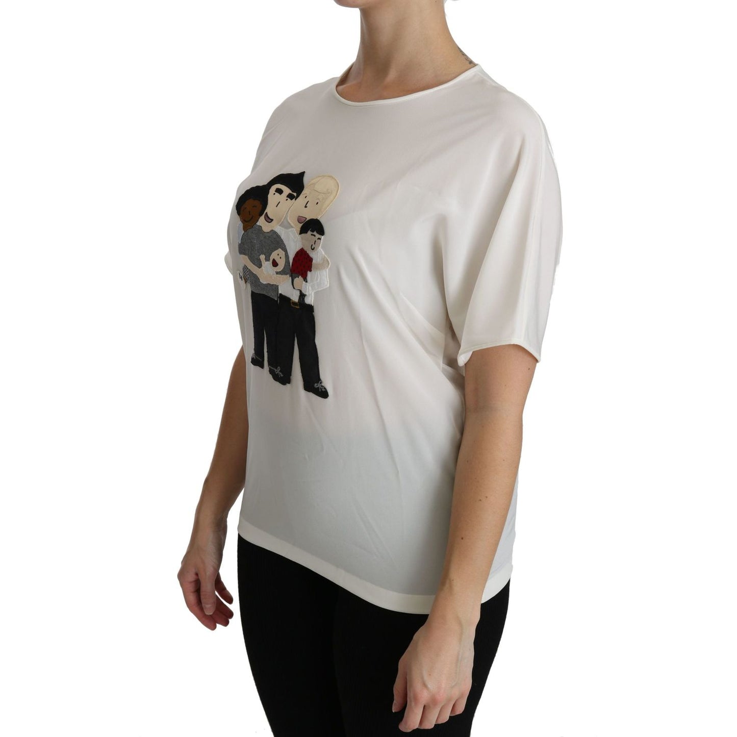 Dolce & Gabbana Elegant Silk Blend Round Neck Top Dolce & Gabbana Dark Gray