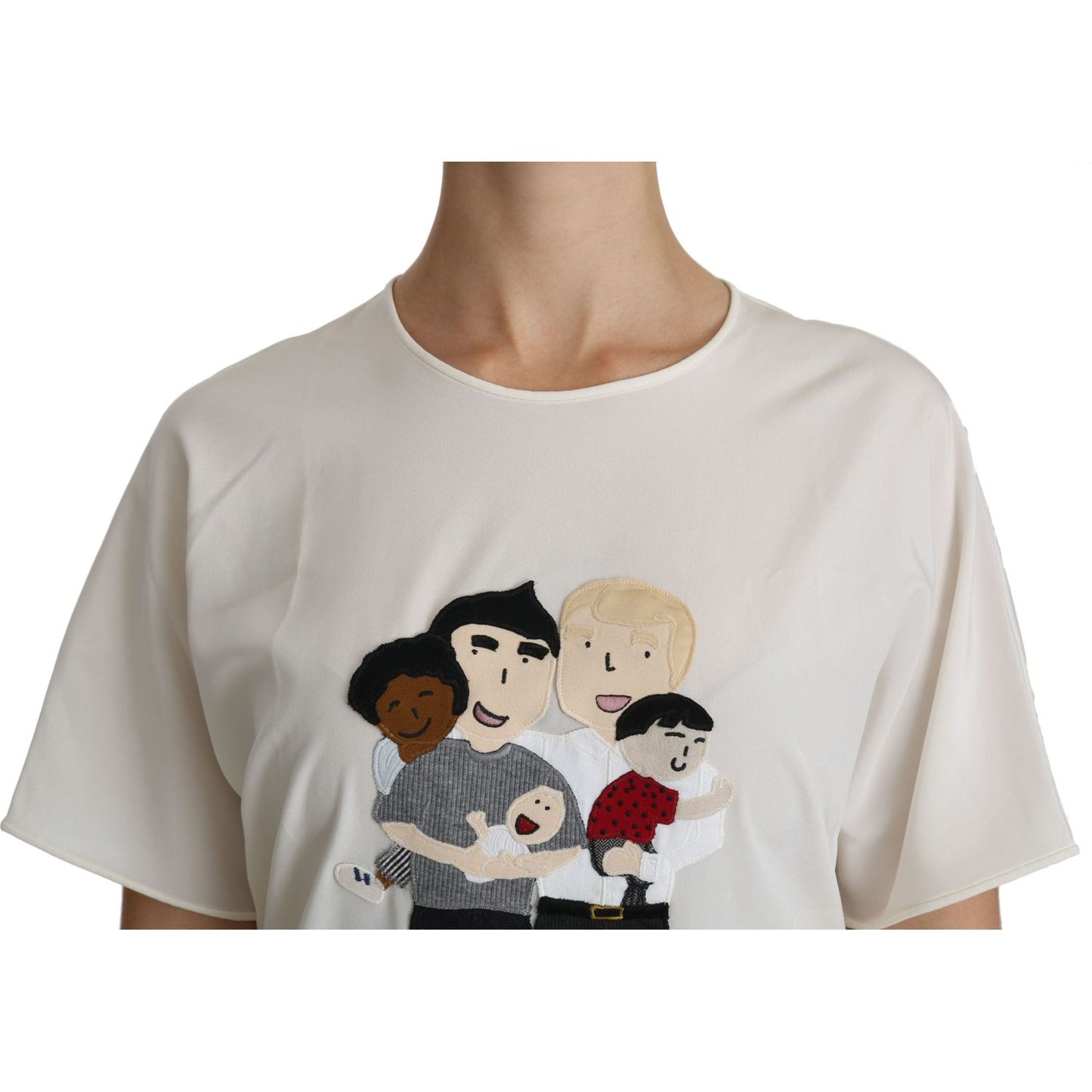 Dolce & Gabbana Elegant Silk Blend Round Neck Top Dolce & Gabbana Gray