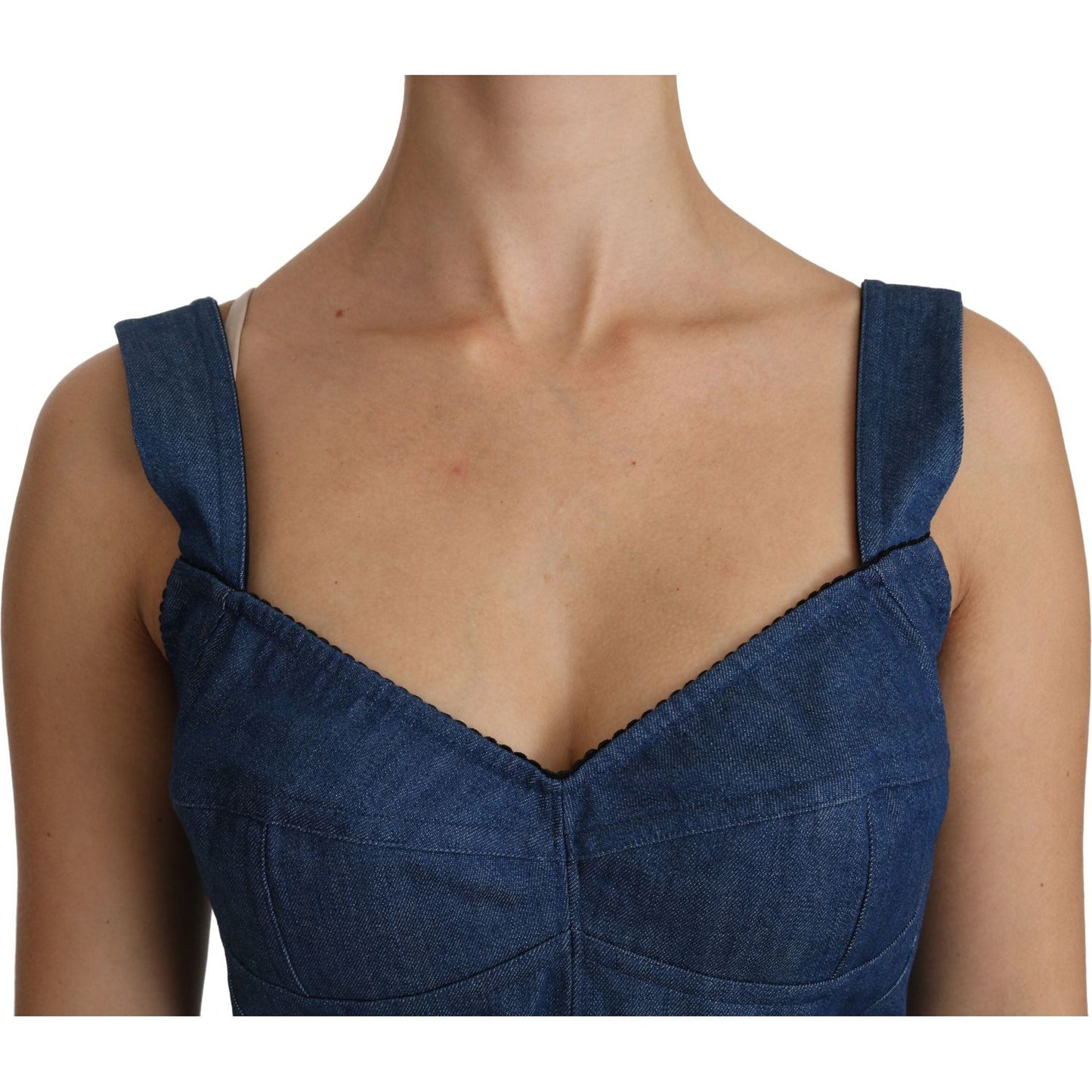 Dolce & Gabbana Elegant Sleeveless Bustier Top in Blue Dolce & Gabbana Rosy Brown