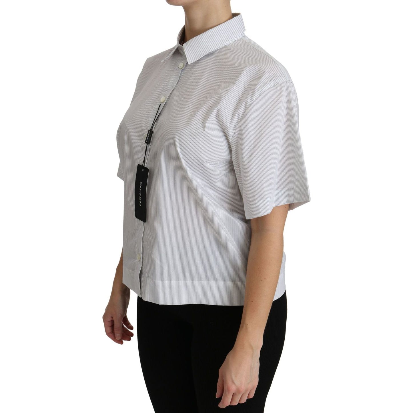 Dolce & Gabbana Elegant White Cotton Polo Top Dolce & Gabbana Dark Gray