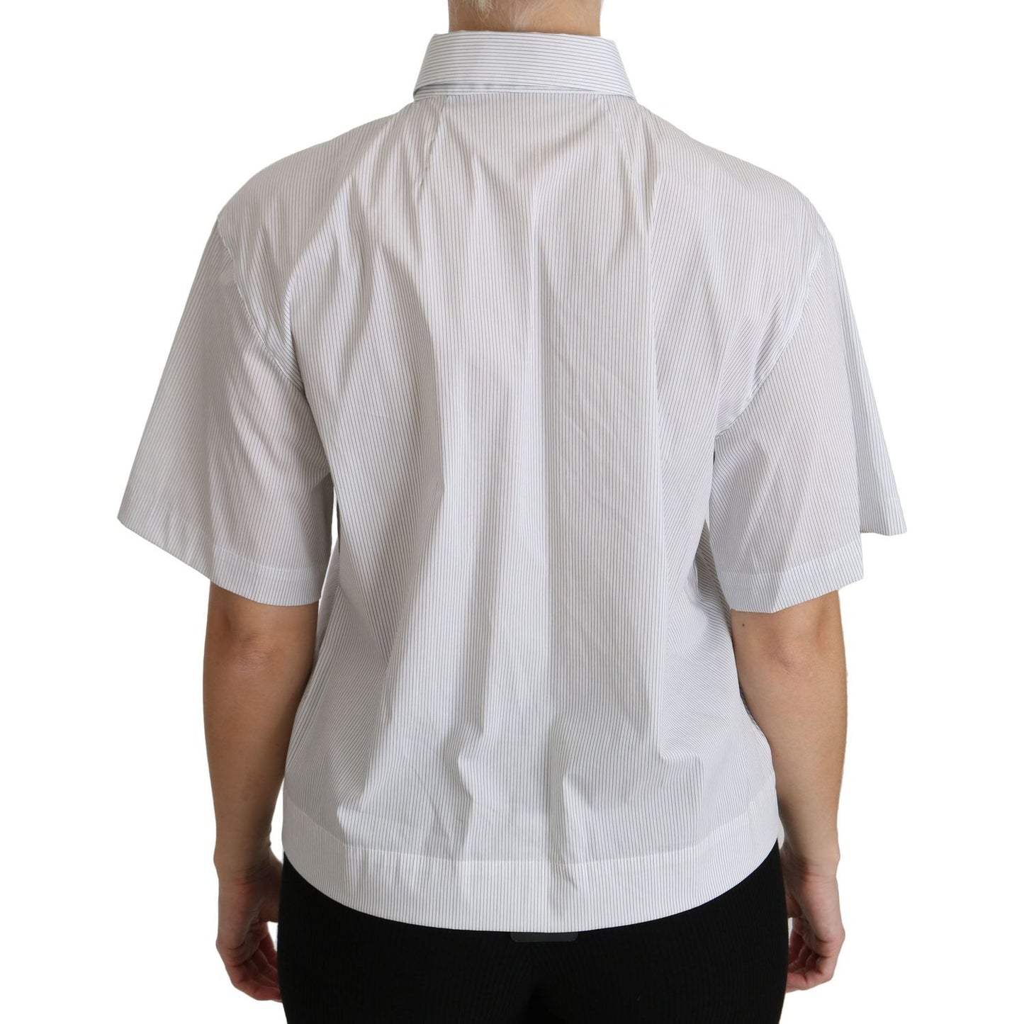 Dolce & Gabbana Elegant White Cotton Polo Top Dolce & Gabbana Gray