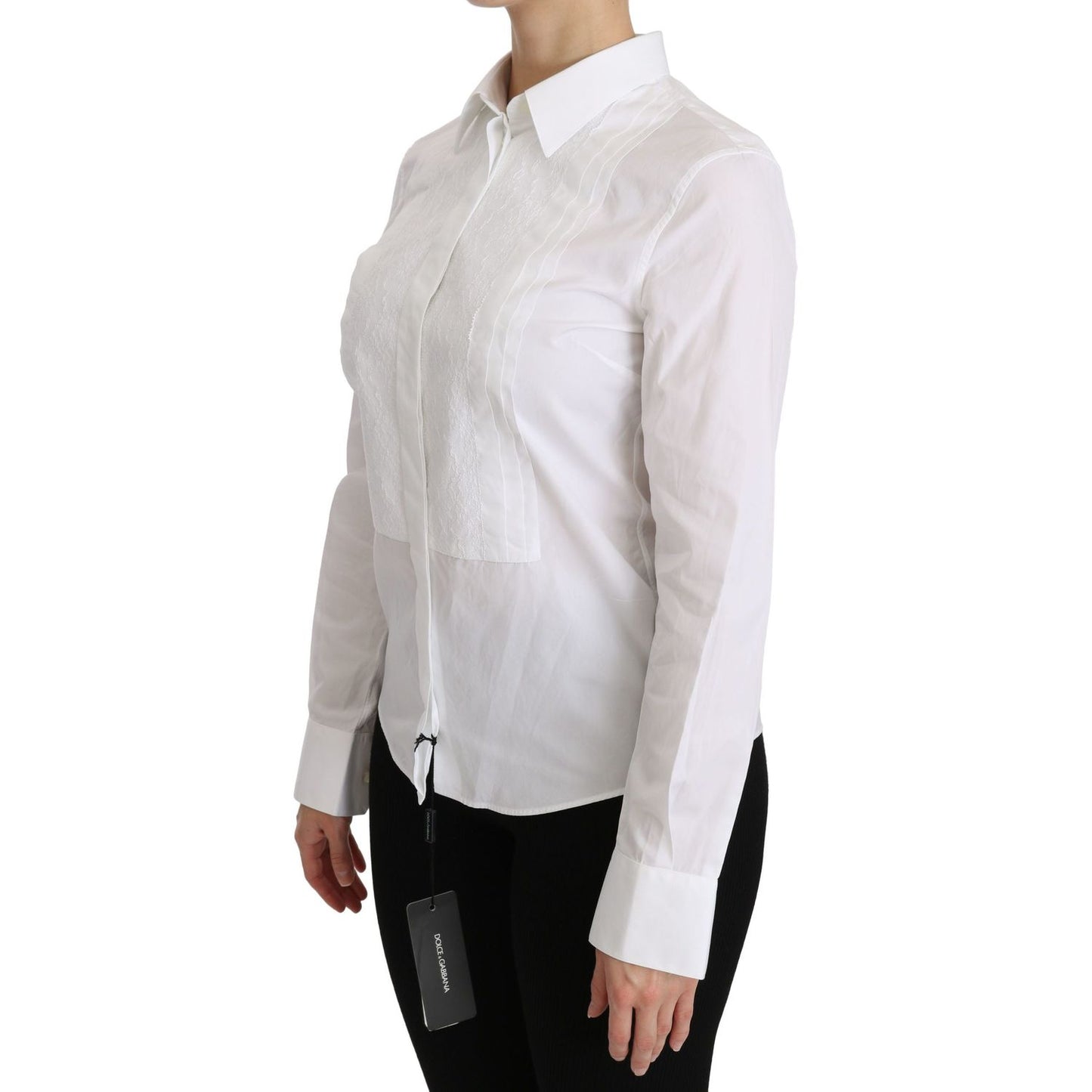 Dolce & Gabbana Elegant White Collared Long Sleeve Polo Top Dolce & Gabbana Light Gray