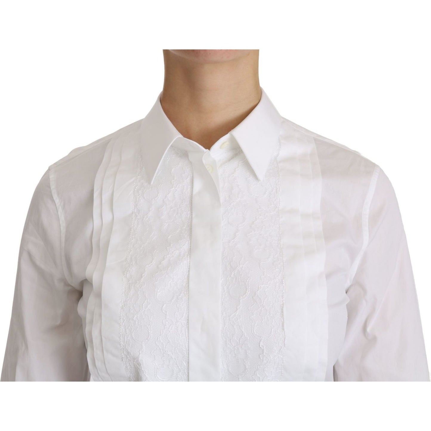 Dolce & Gabbana Elegant White Collared Long Sleeve Polo Top Dolce & Gabbana Light Gray