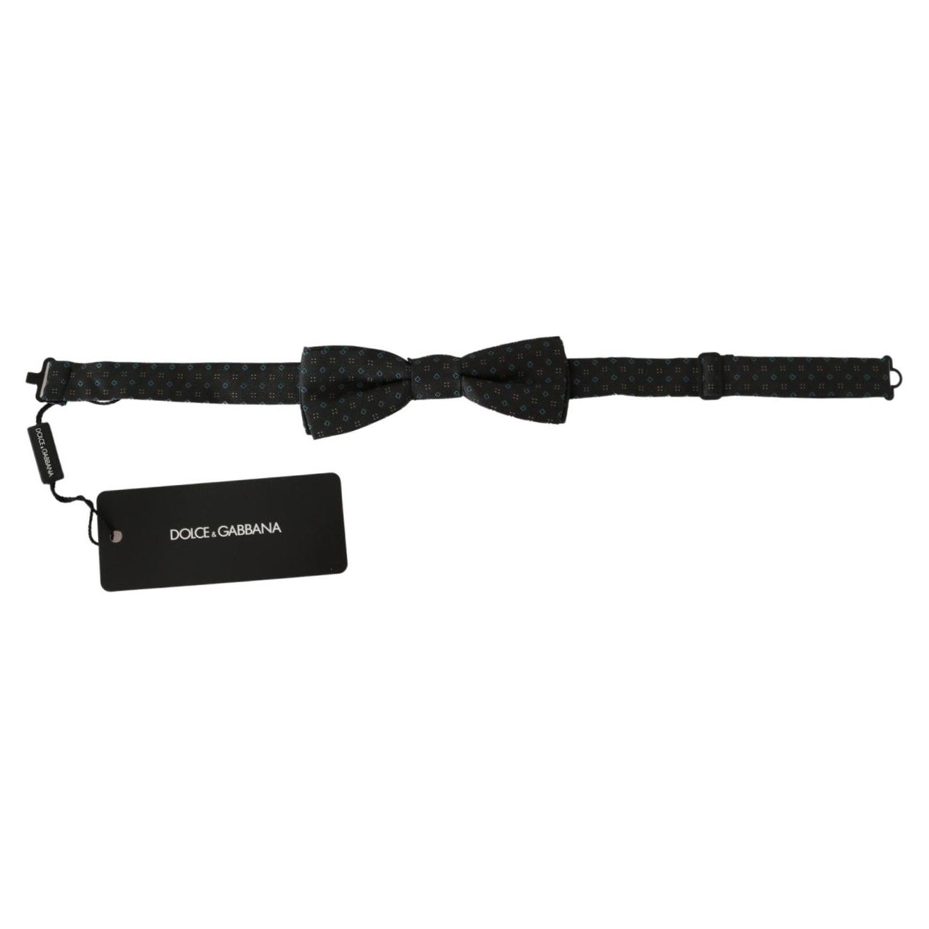 Dolce & Gabbana Elegant Silk Gray Patterned Bow Tie Bow Tie Dolce & Gabbana Black