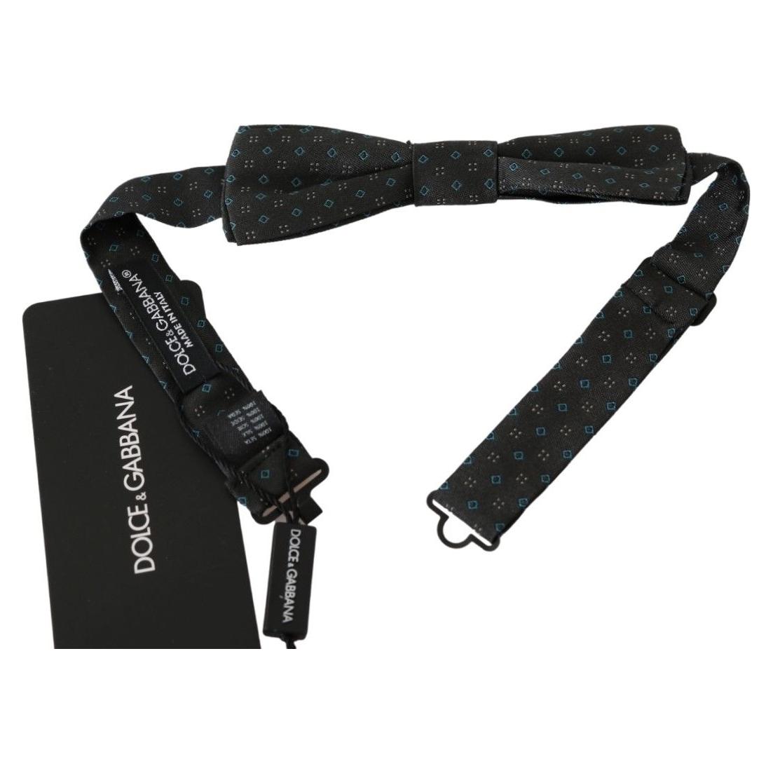 Dolce & Gabbana Elegant Silk Gray Patterned Bow Tie Bow Tie Dolce & Gabbana Dark Slate Gray